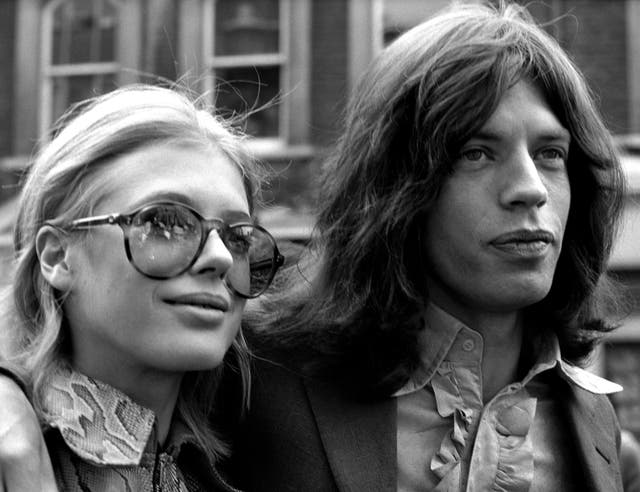 <p>Mick Jagger and Marianne Faithfull on their way to Marlborough Street Court in 1967 on a charge of possessing cannabis (PA)</p>