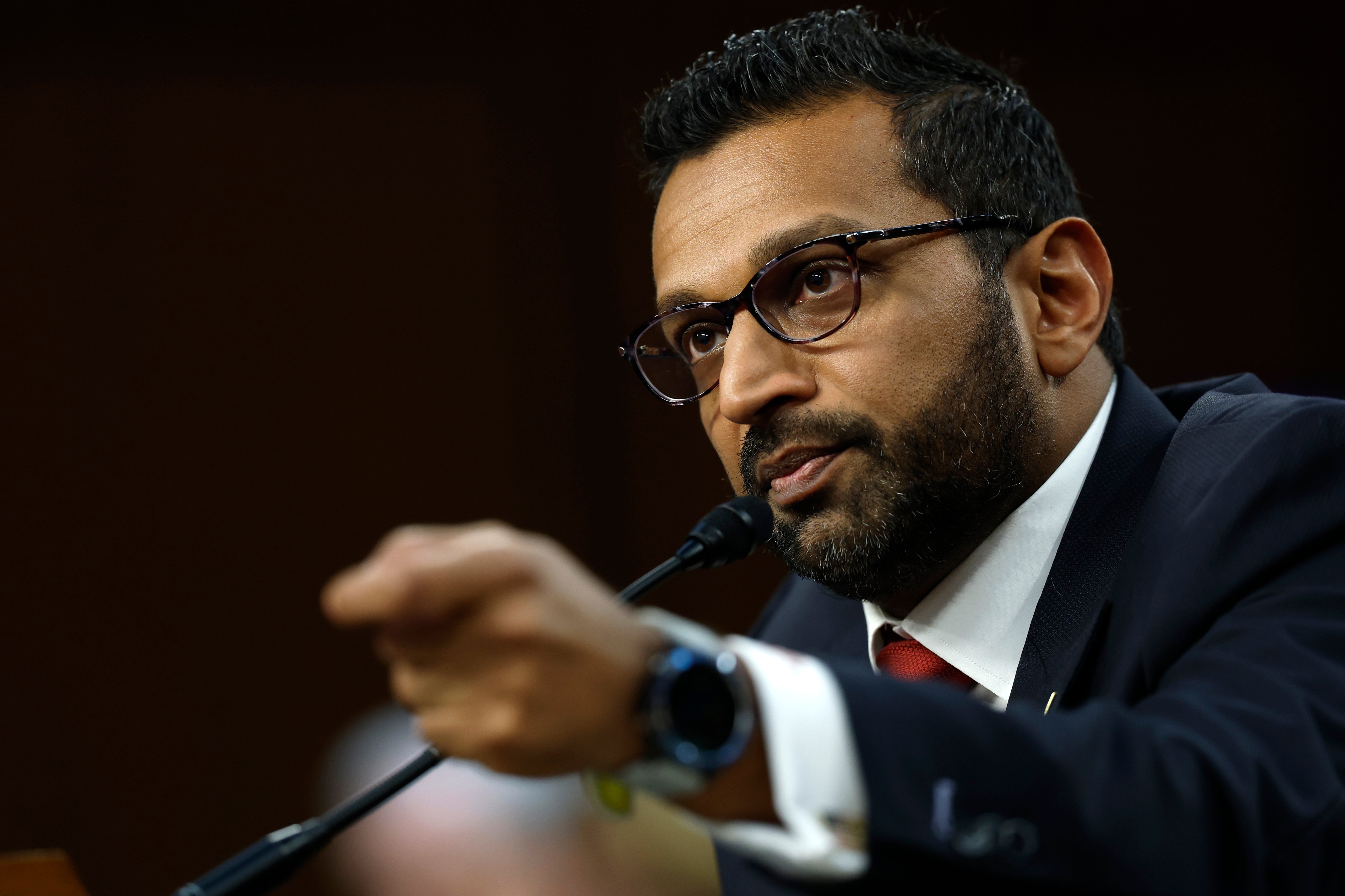 Kash Patel testifies during his confirmation hearing before the Senate Judiciary Committee on January 30, 2025, in Washington, DC. He frustrated several Democratic senators as he dodged their questions