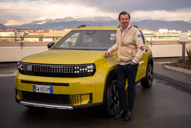 <p>Fiat CEO Olivier Francois with the newly launched Fiat Grande Panda</p>