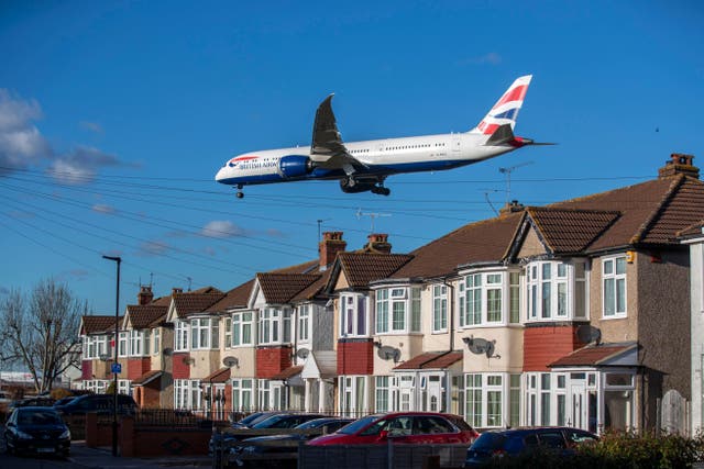 A British Airways Boeing 787-9 plane lands at Heathrow Airport in West London (Steve Parsons/PA)