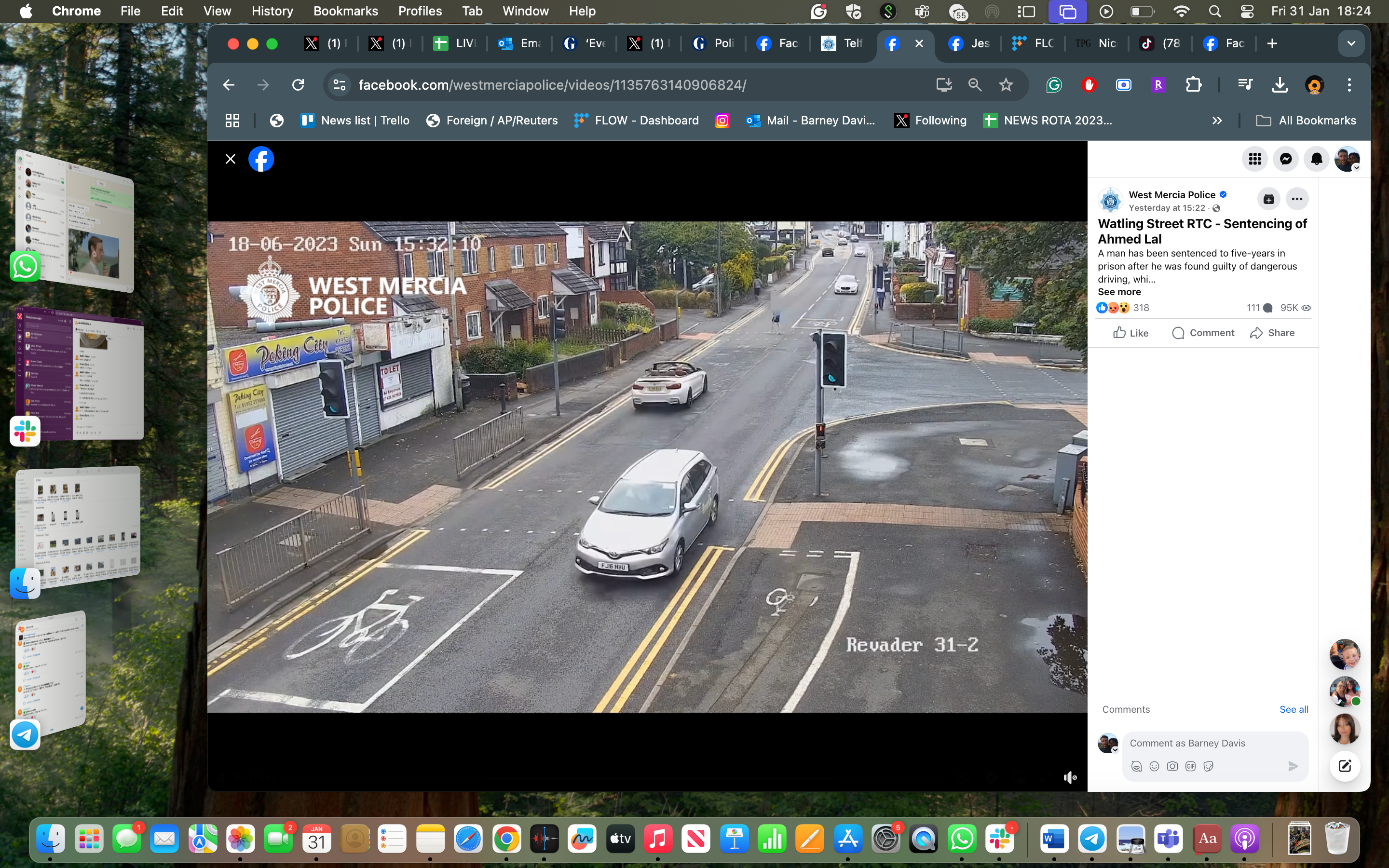 Moment BMW driver smashes into man who flips and lands in backseat of convertible