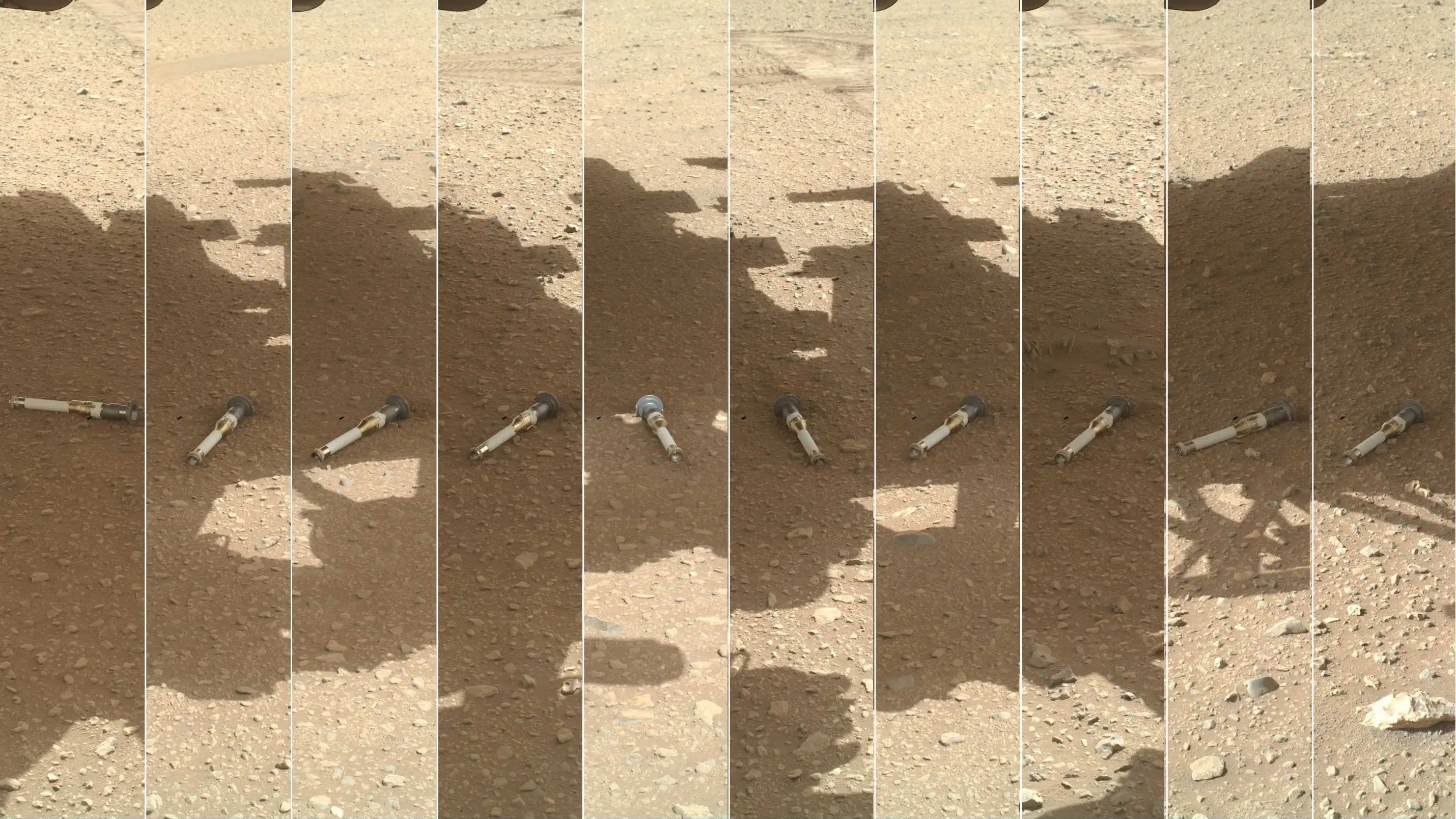 This montage of photos shows tubes containing samples from Mars. The NASA Mars Sample Return Program plans to bring these samples to Earth