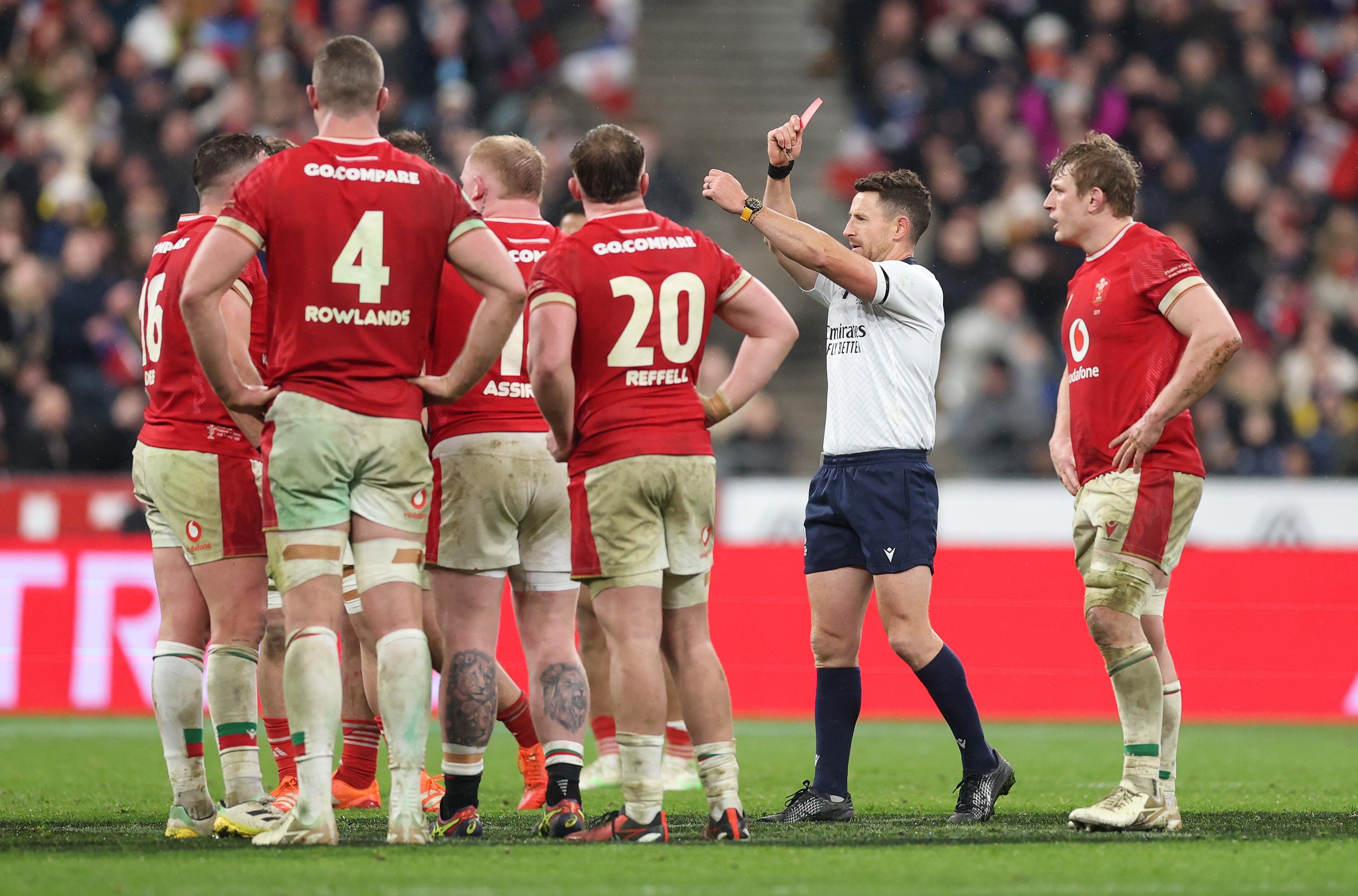 Referee Paul Williams sent off France fly half Romain Ntamack