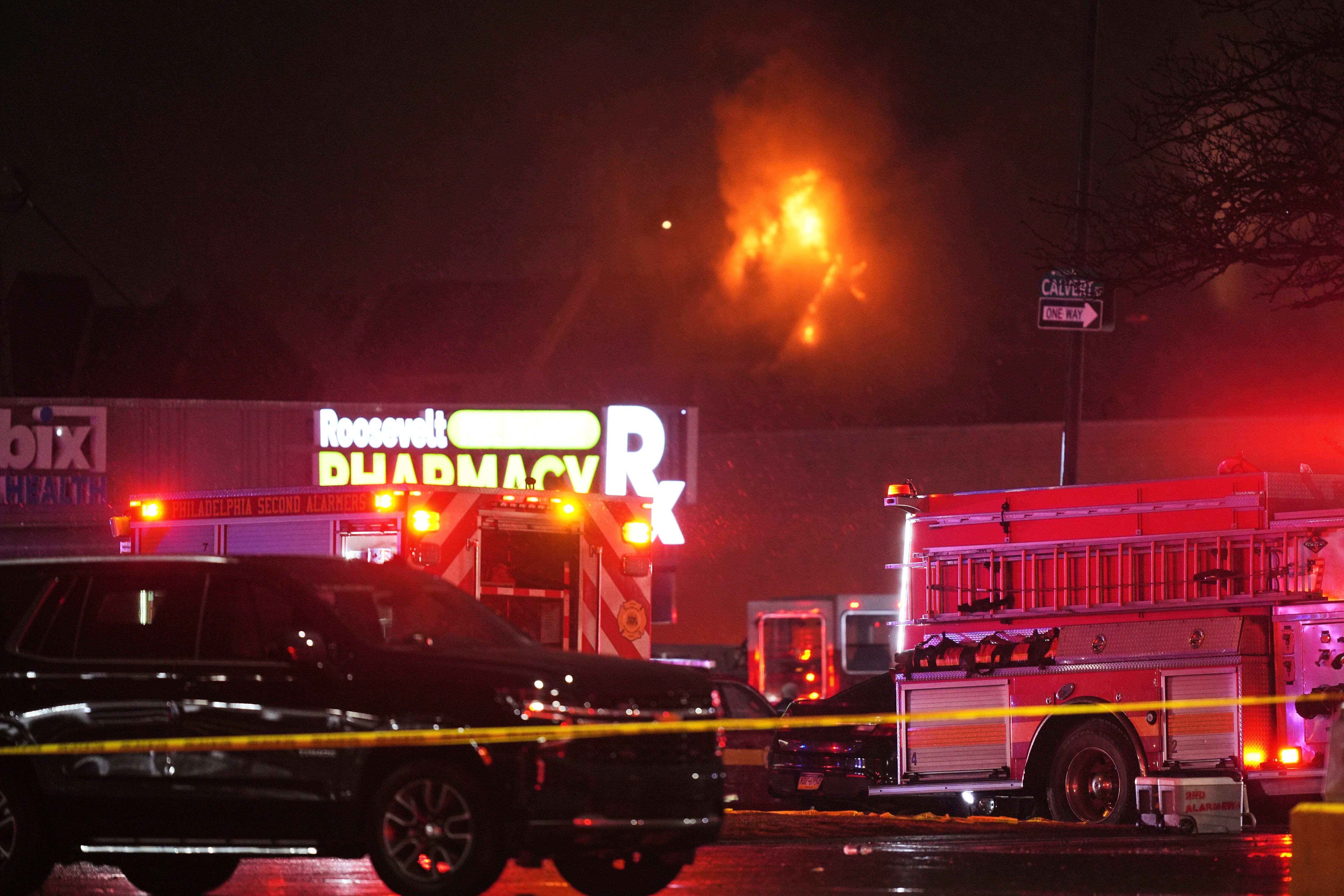 First responders work the scene after what witnesses say was a plane crash in Philadelphia, Friday, 31 January 2025