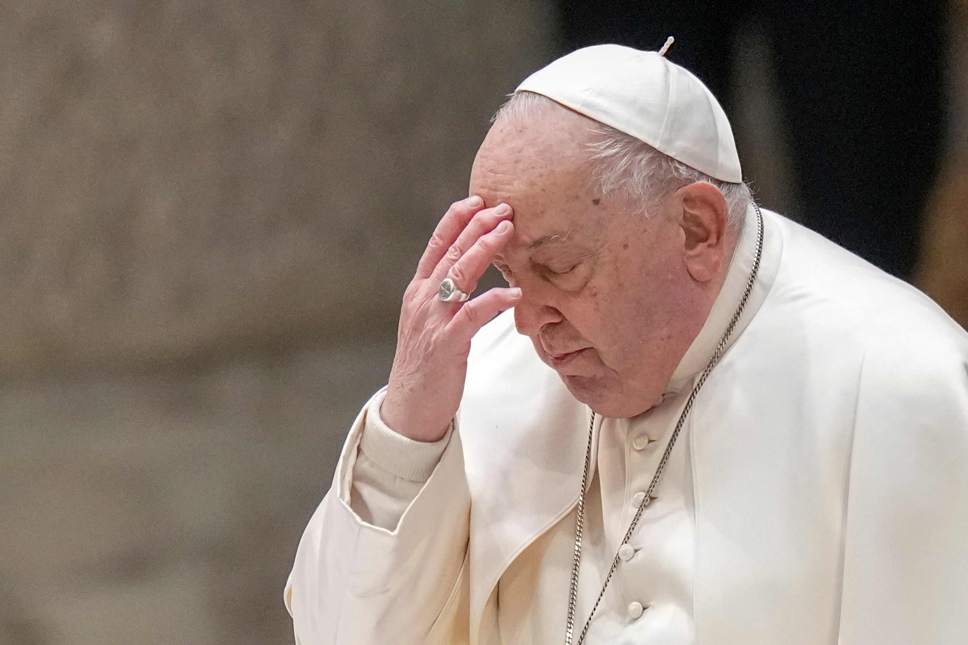 <p>Pope Francis on 1 February, before his admission to hospital</p>