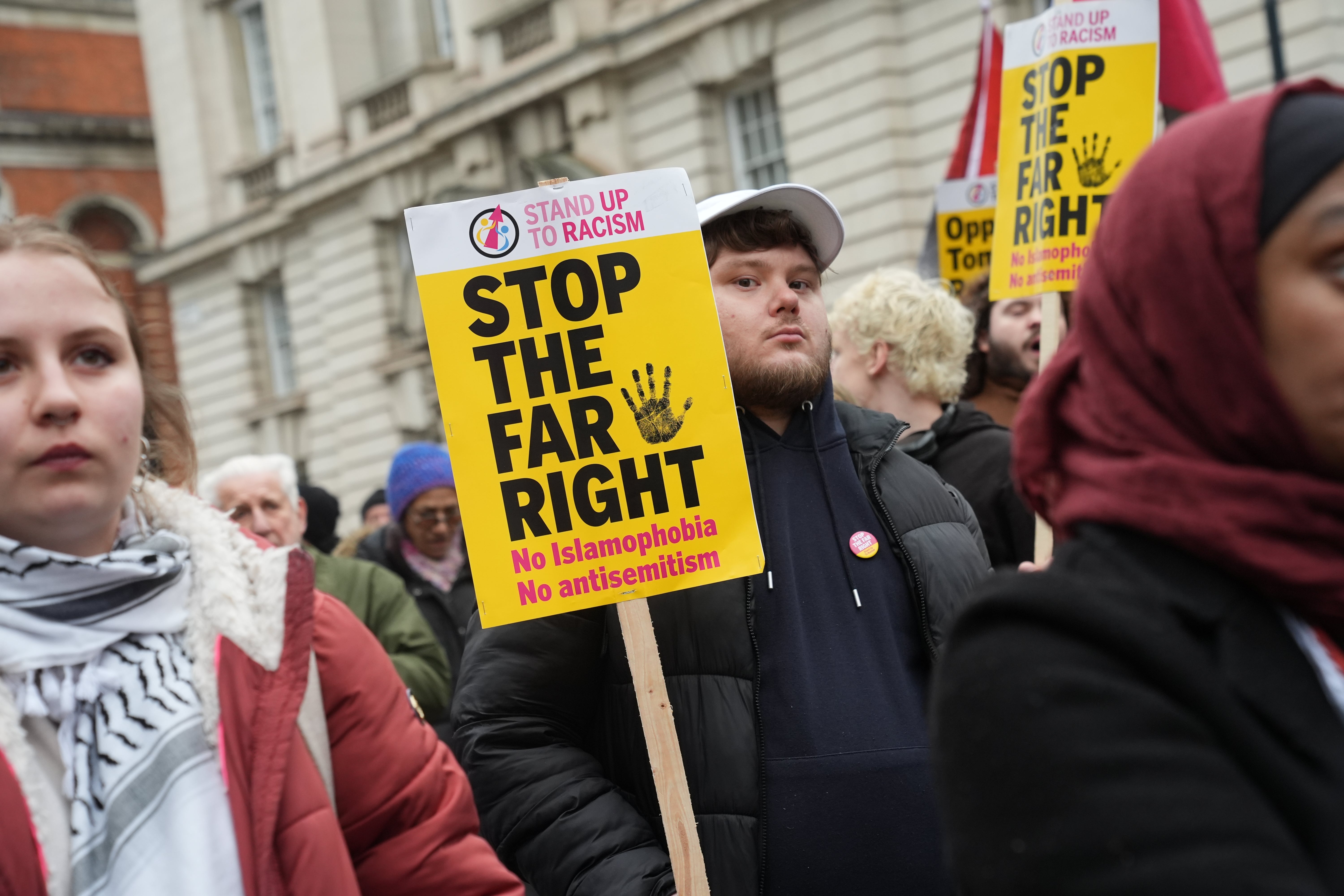 A counter-protest organised by Stand Up To Racism also marched to Whitehall