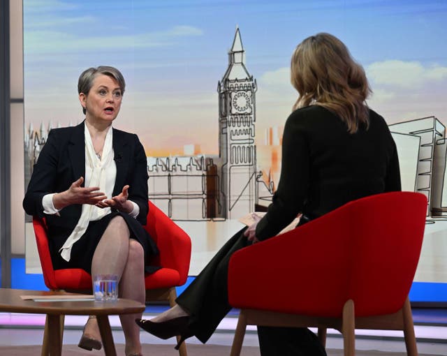 <p>Yvette Cooper on the BBC1 current affairs programme ‘Sunday with Laura Kuenssberg’</p>