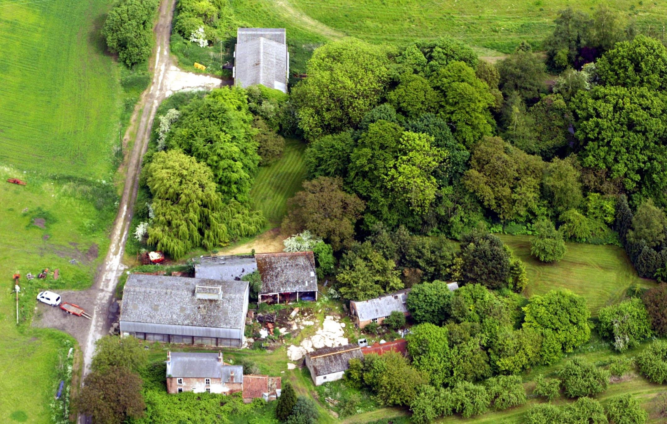 Aerial view of Tony Martin’s land at Emneth, Norfolk.