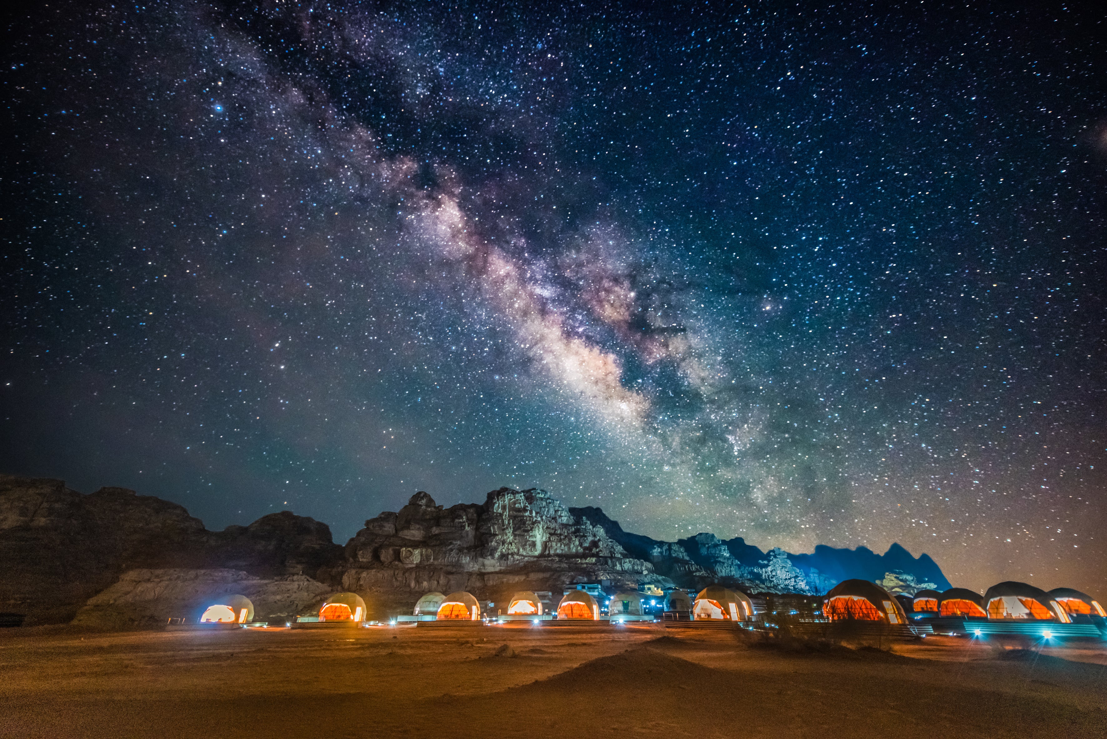 <p>Sleeping under the stars in a bubble tent, Wadi Rum</p>