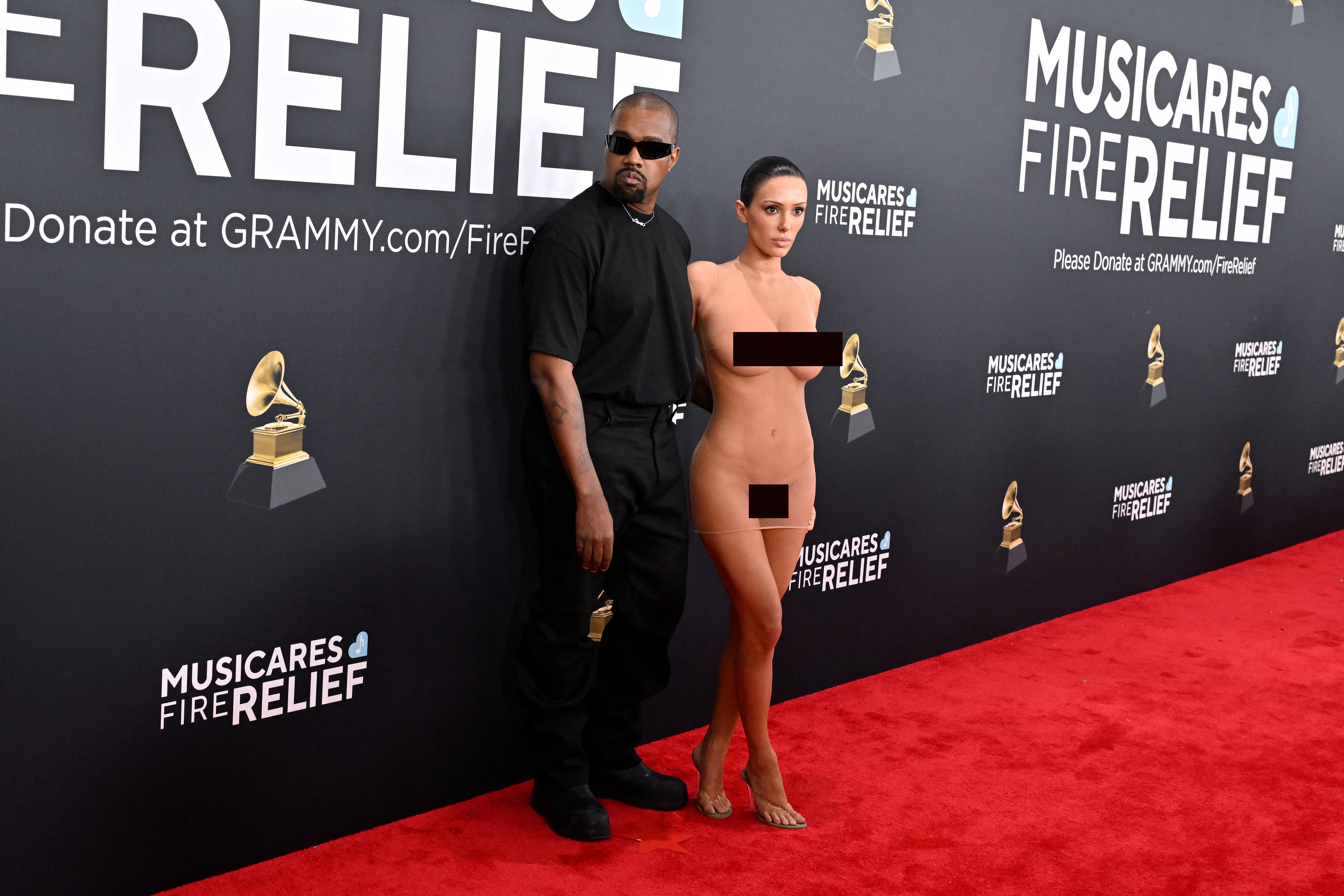 <p>Bianca Censori and Ye at the Grammy Awards on Sunday</p>