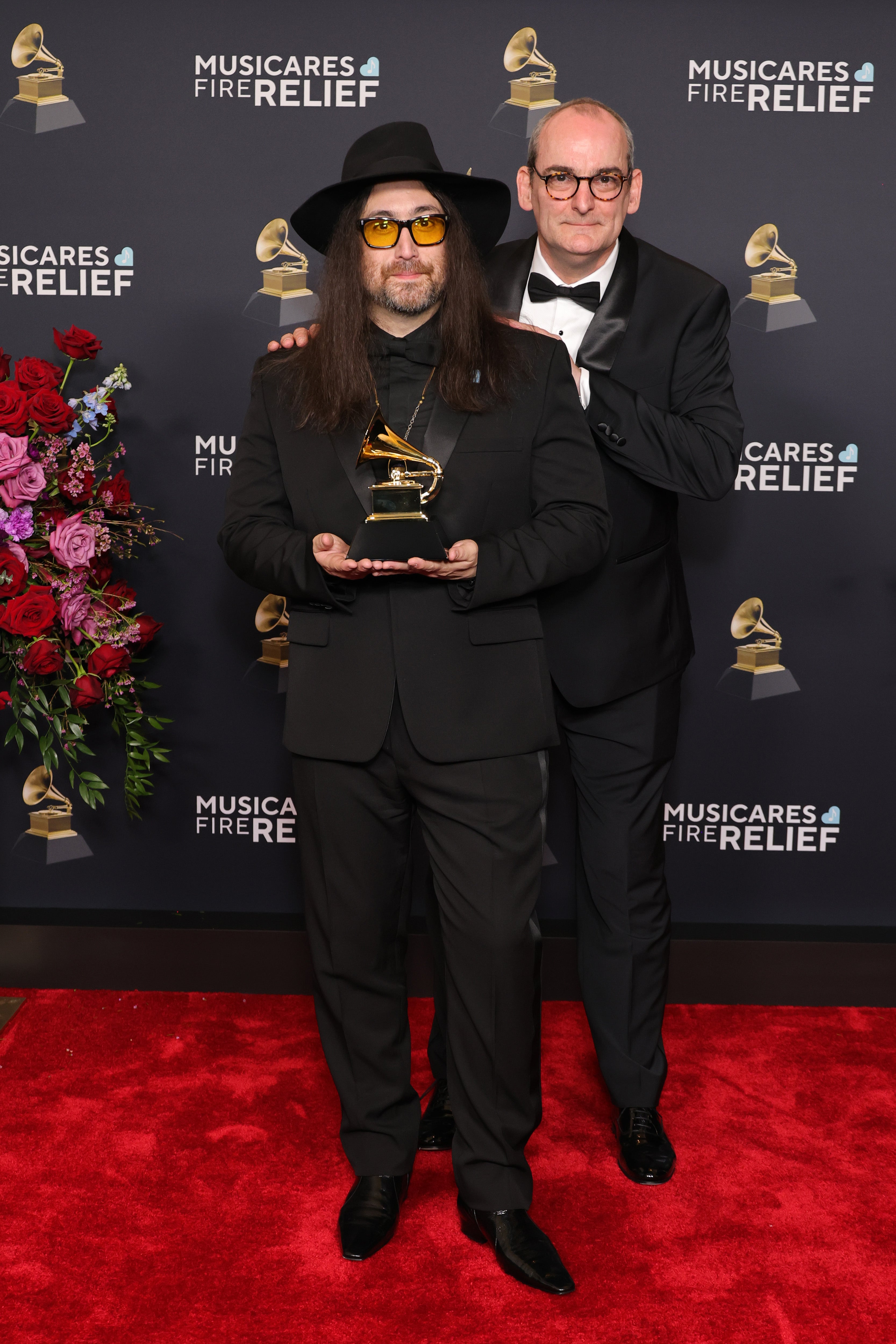 Sean Ono Lennon and Simon Hilton with the Grammy for Best Boxed or Special Limited Edition Package for 