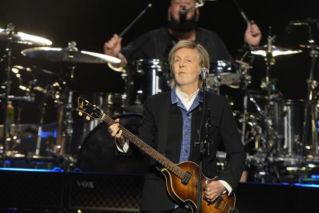 Sir Paul McCartney performing on stage at Co-op Live in Manchester during his Got Back tour in 2024 (Danny Lawson/PA)