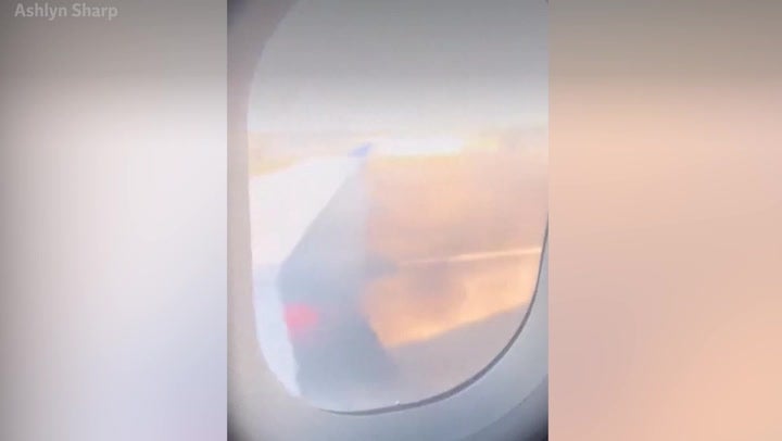 <p>Watch: Flames shoot out of United Airlines wing on take off.</p>