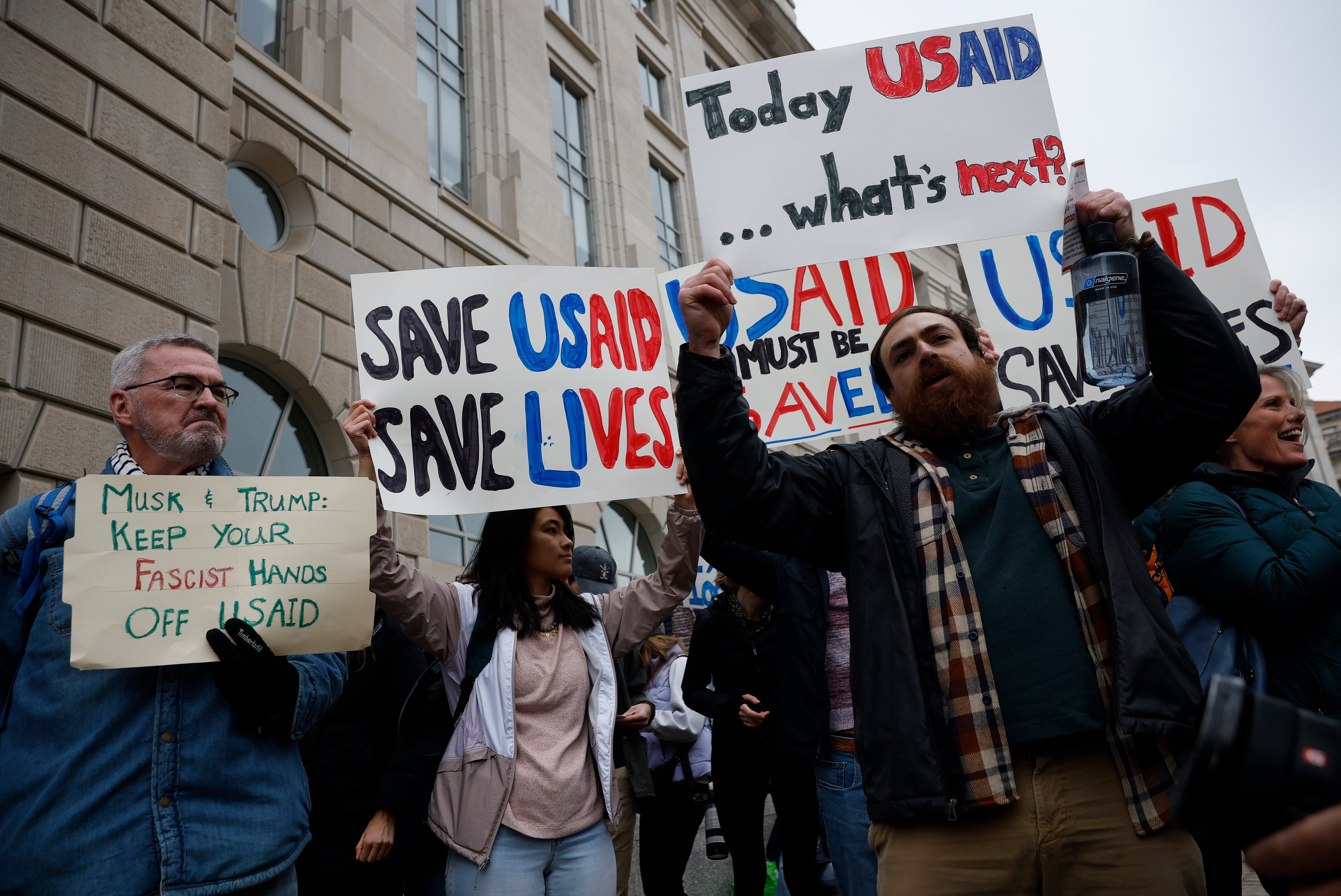 Democratic lawmakers have protested Trump and Musk’s attempts to dismantle large parts of USAID.