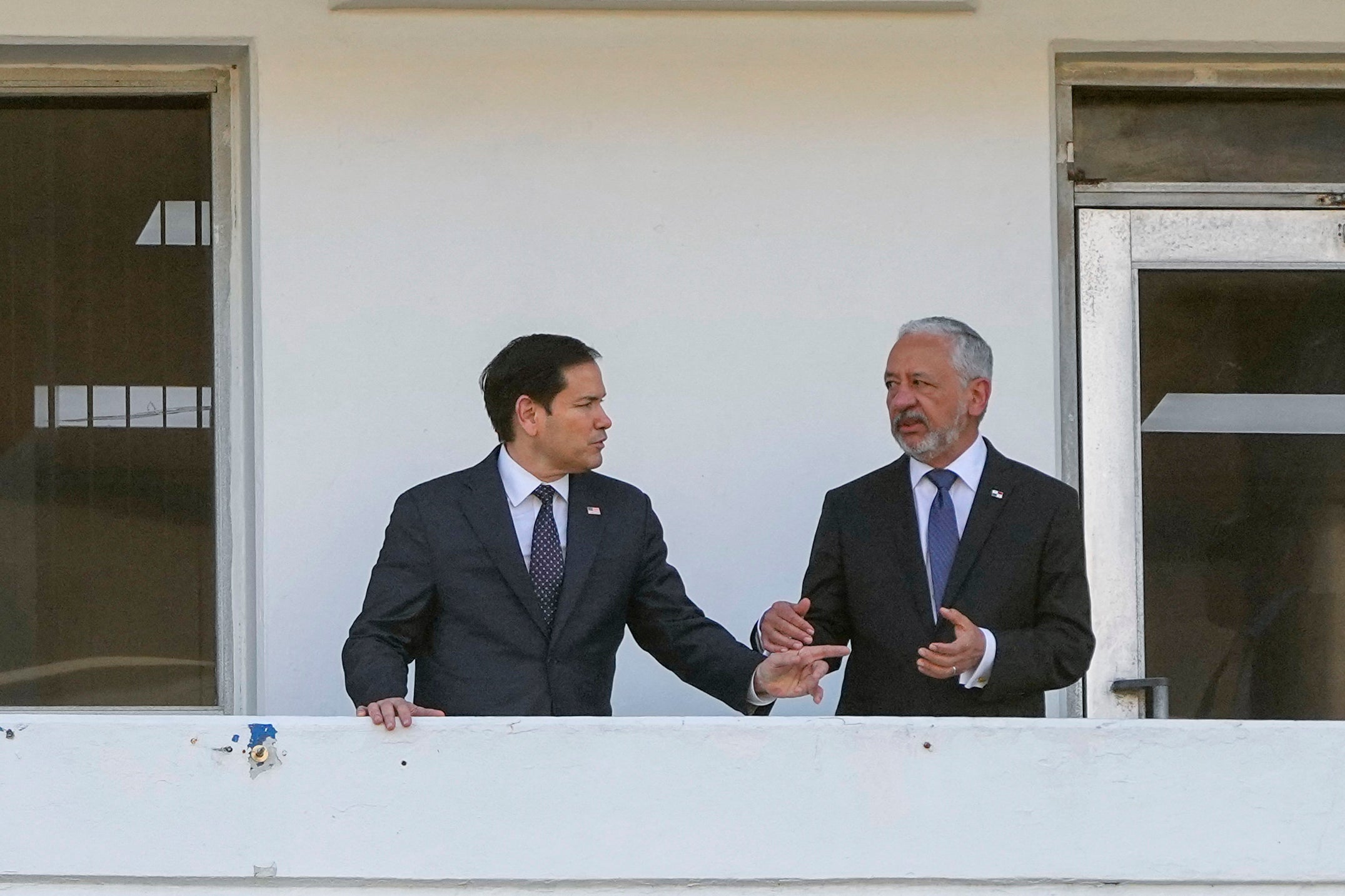 US caput   of authorities   Marco Rubio speaks with Panama Canal Authority head  Ricaurte Vasquez during a circuit  astatine  the Miraflores locks of the Panama Canal successful  Panama City