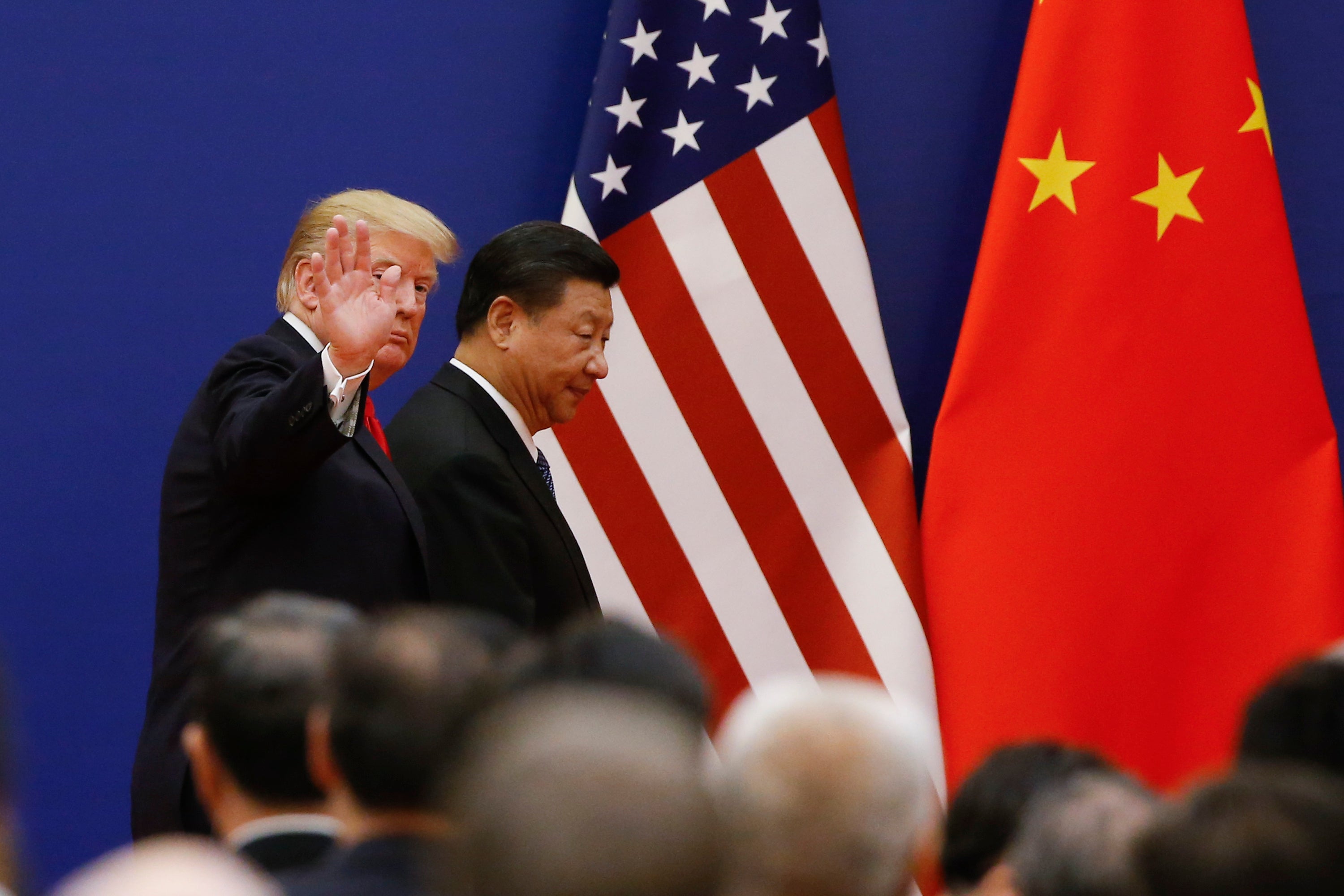 <p>File: US president Donald Trump and China's President Xi Jinping meet business leaders </p>