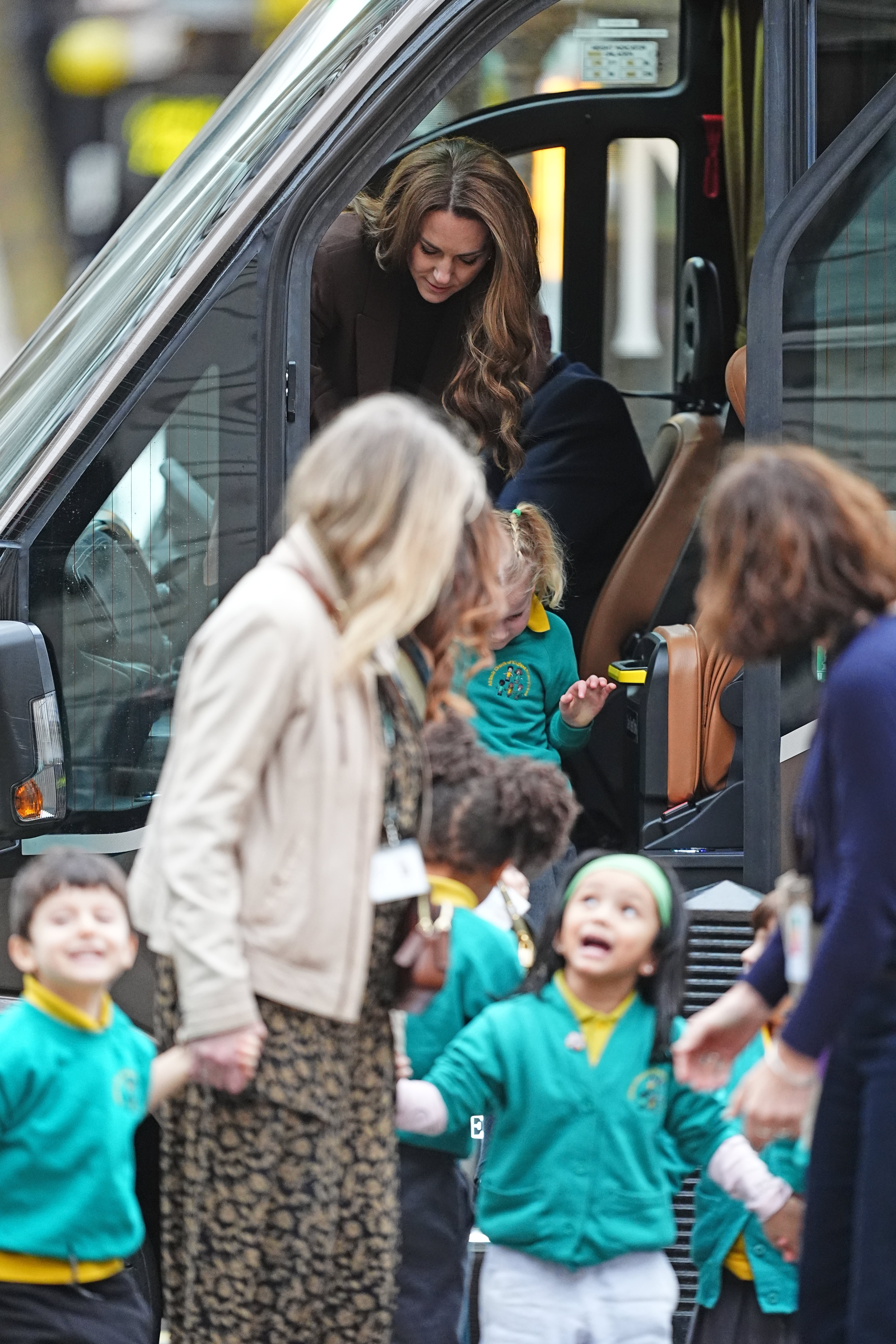 Kate Middleton arrived with children from All Souls Church of England Primary School at the National Portrait Gallery