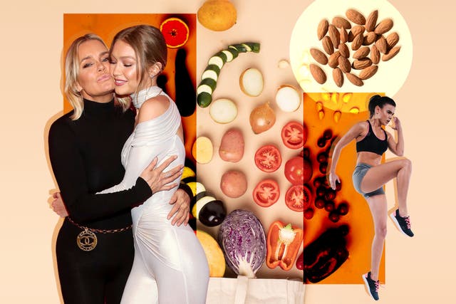 <p>Original almond mom and daughter Yolanda and Gigi Hadid </p>