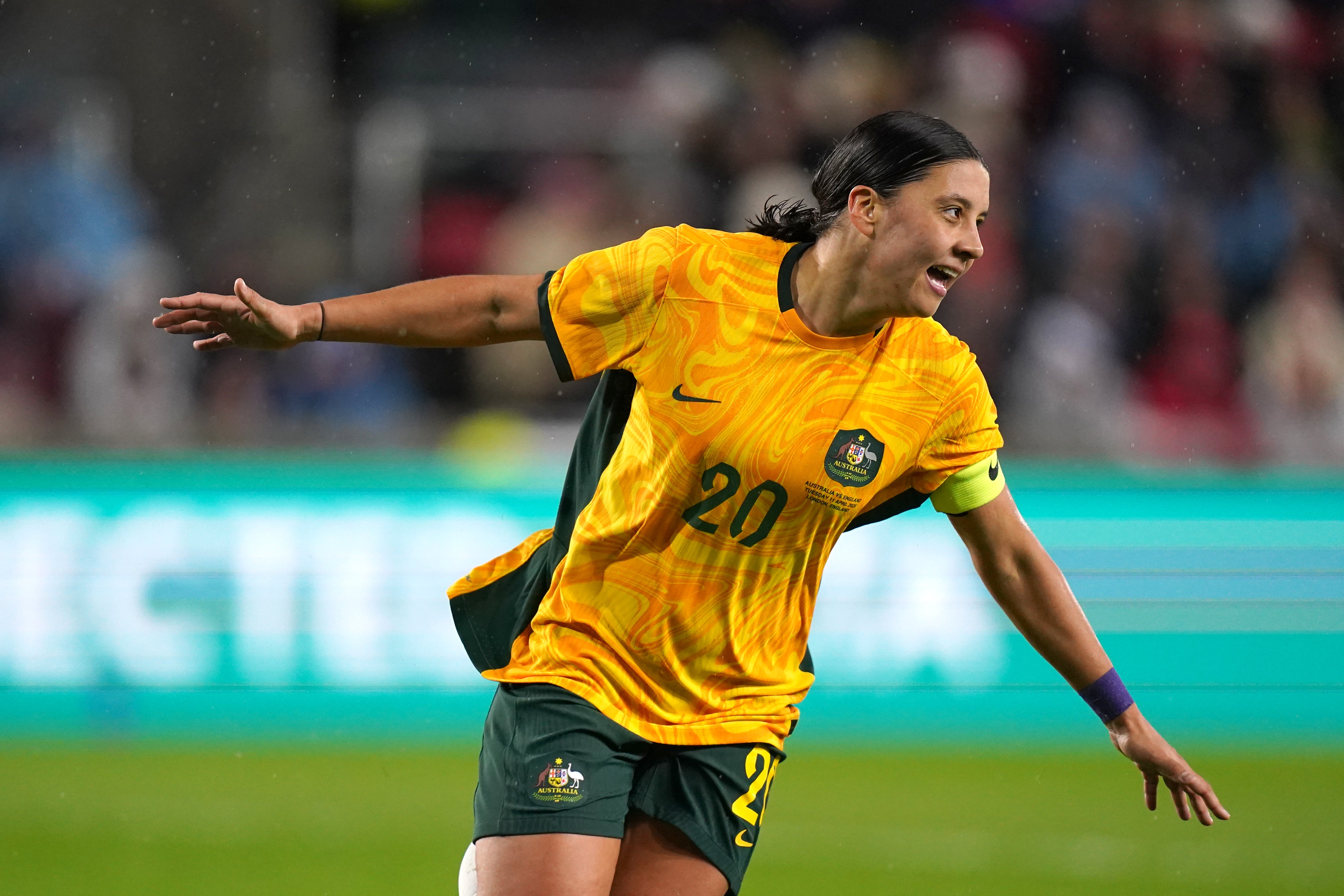Sam Kerr playing for Australia