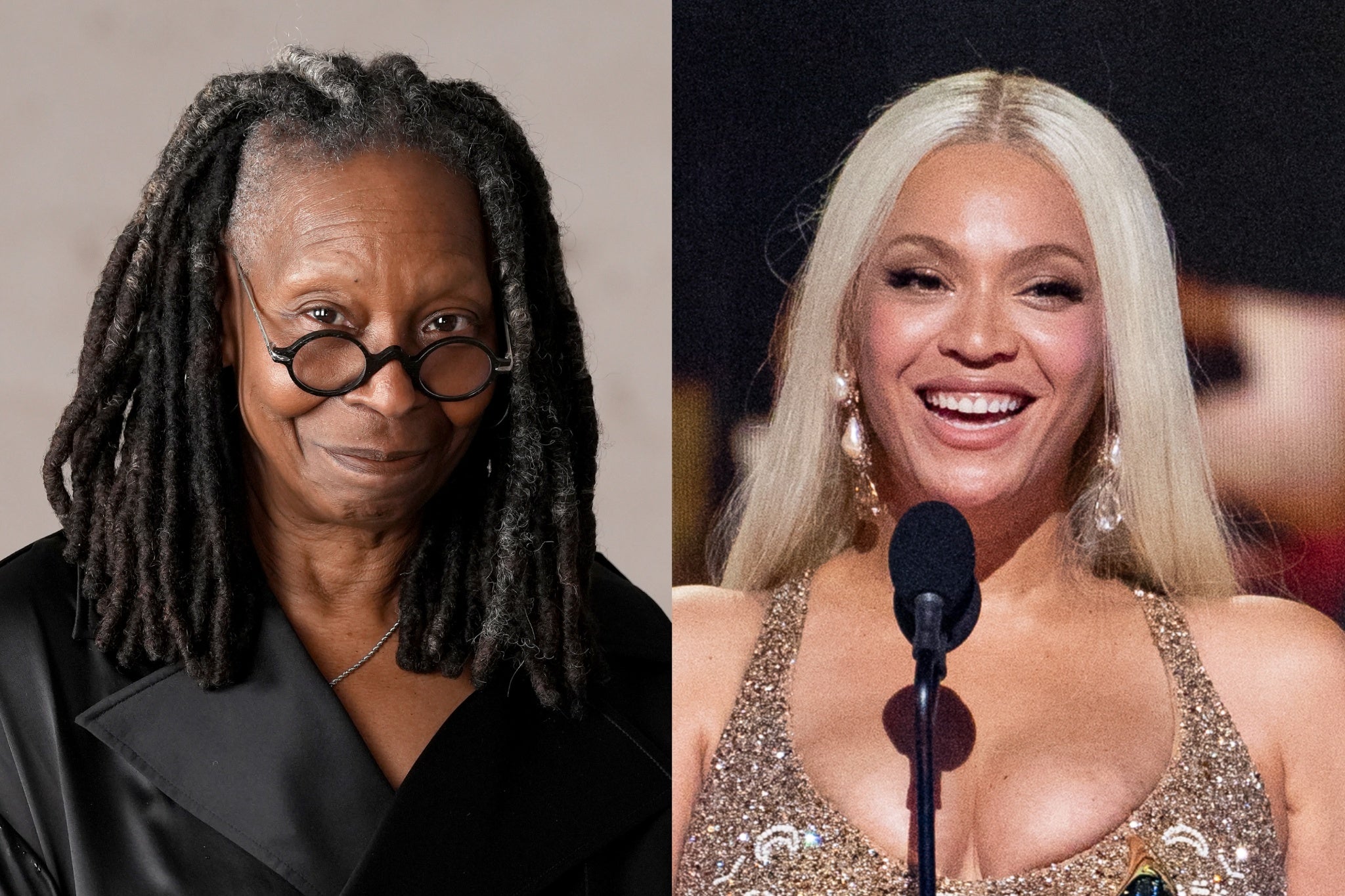 Whoopi Goldberg (left) defended Beyoncé over her win for Best Country Album at the 2025 Grammy Awards