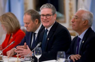 Starmer attends a round table meeting in Brussels