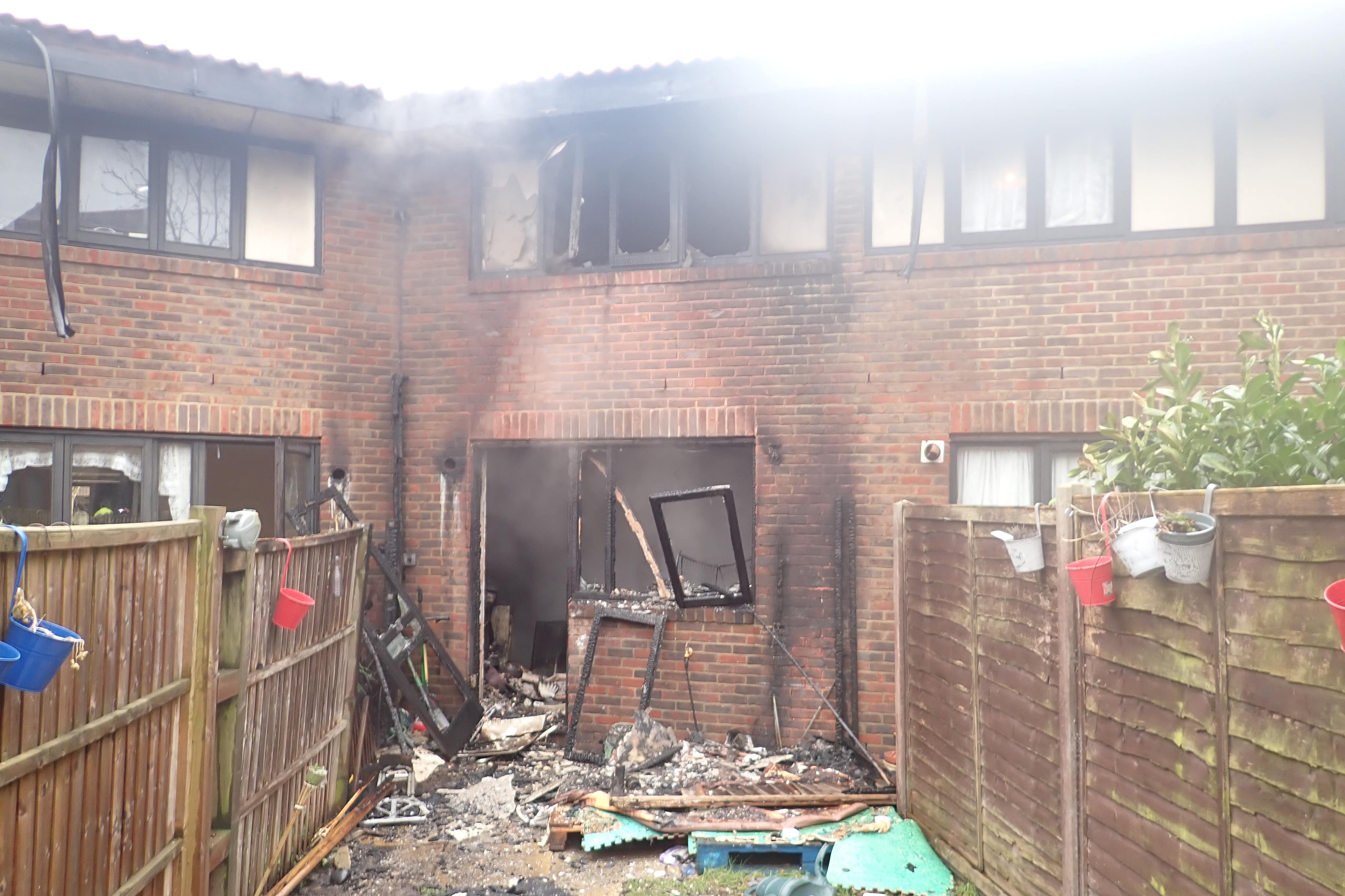 A charging e-scooter burst into flames at a house in West Hampsted on Monday morning (London Fire Brigade/PA)