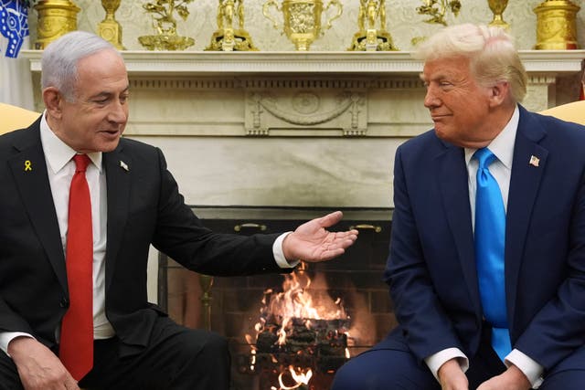 <p>US president Donald Trump held talks with Israeli prime minister Benjamin Netanyahu in the White House</p>