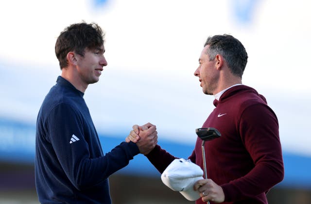 <p>Tom McKibbin (left) was advised to turn down an offer from LIV Golf by Rory McIlroy</p>