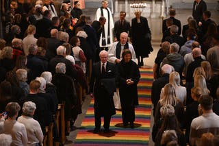 After the Service ceremony is over, the king and the queen leave