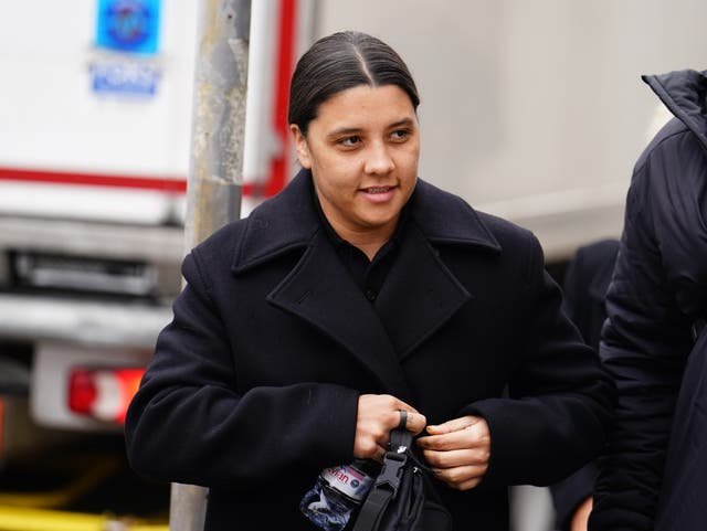 <p>Chelsea and Australia striker Sam Kerr is charged with racially aggravated harassment of a police officer (Jordan Pettitt/PA)</p>