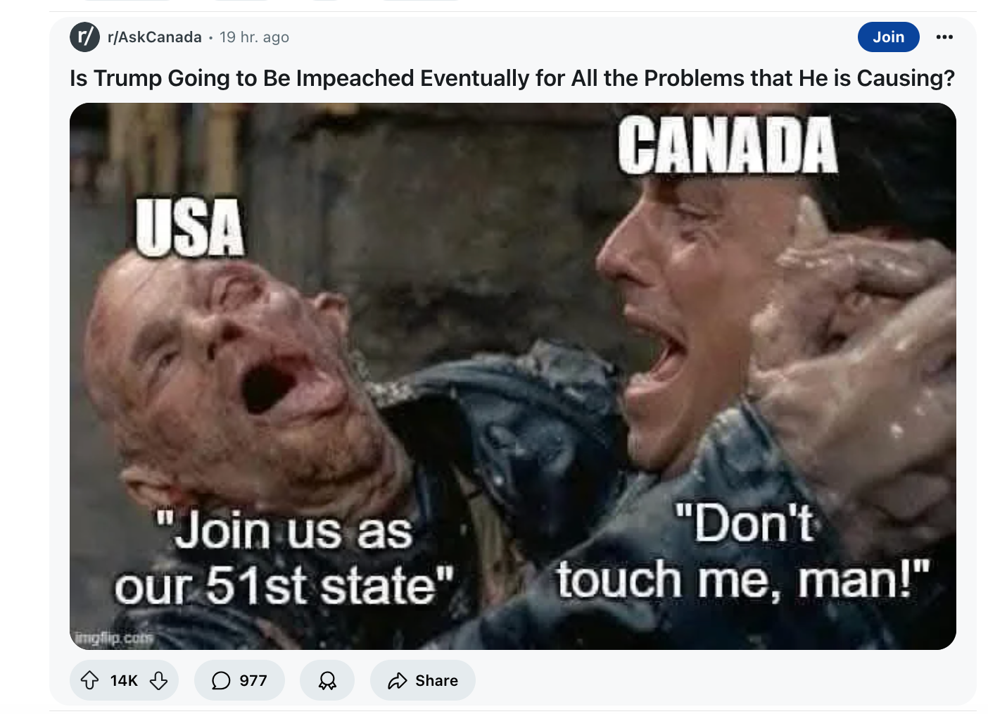 Canadian Reddit is not here for becoming the 51st American state