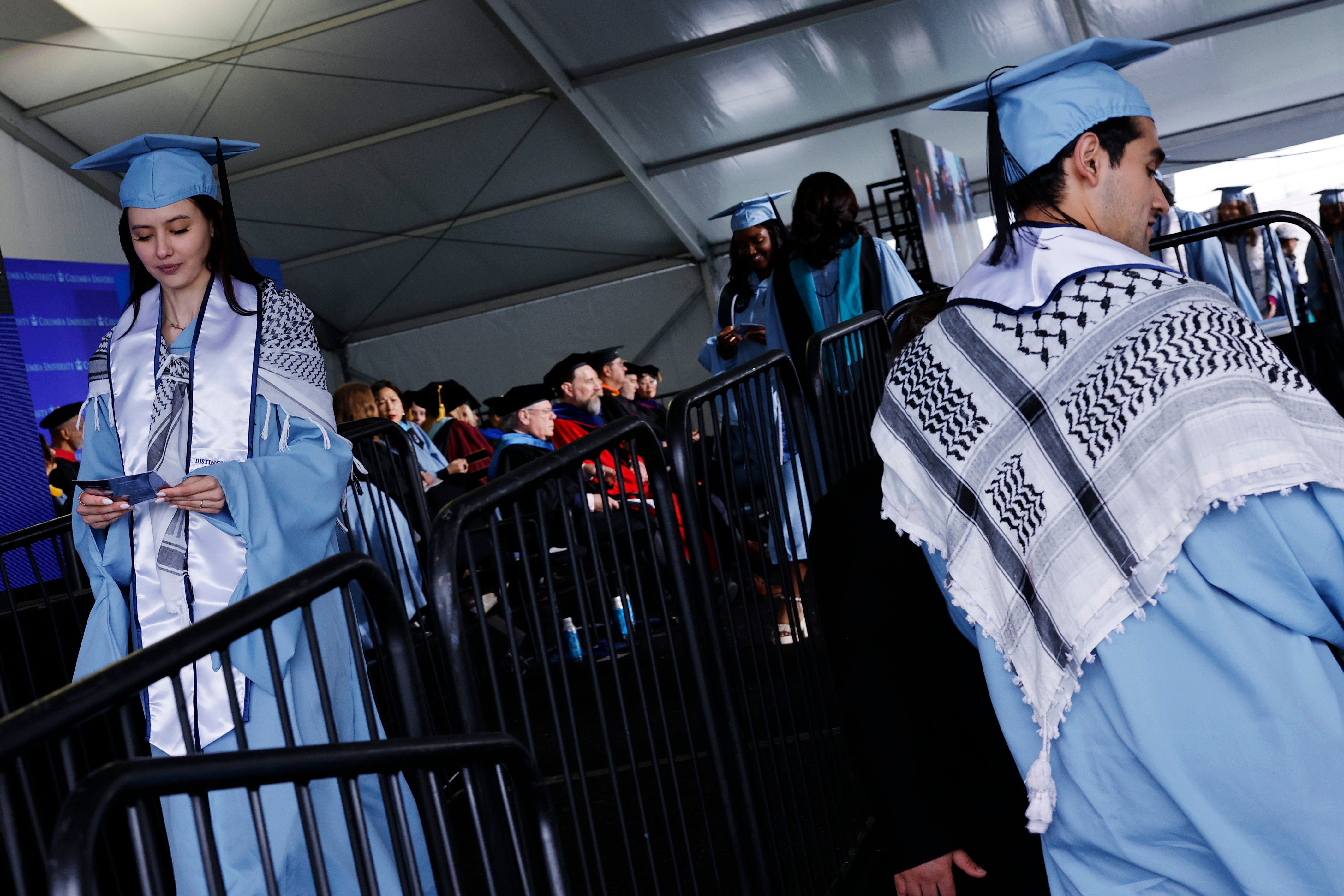 Study noting presence of protest slogans and keffiyeh scarves at college commencements appears to have kicked off investigations