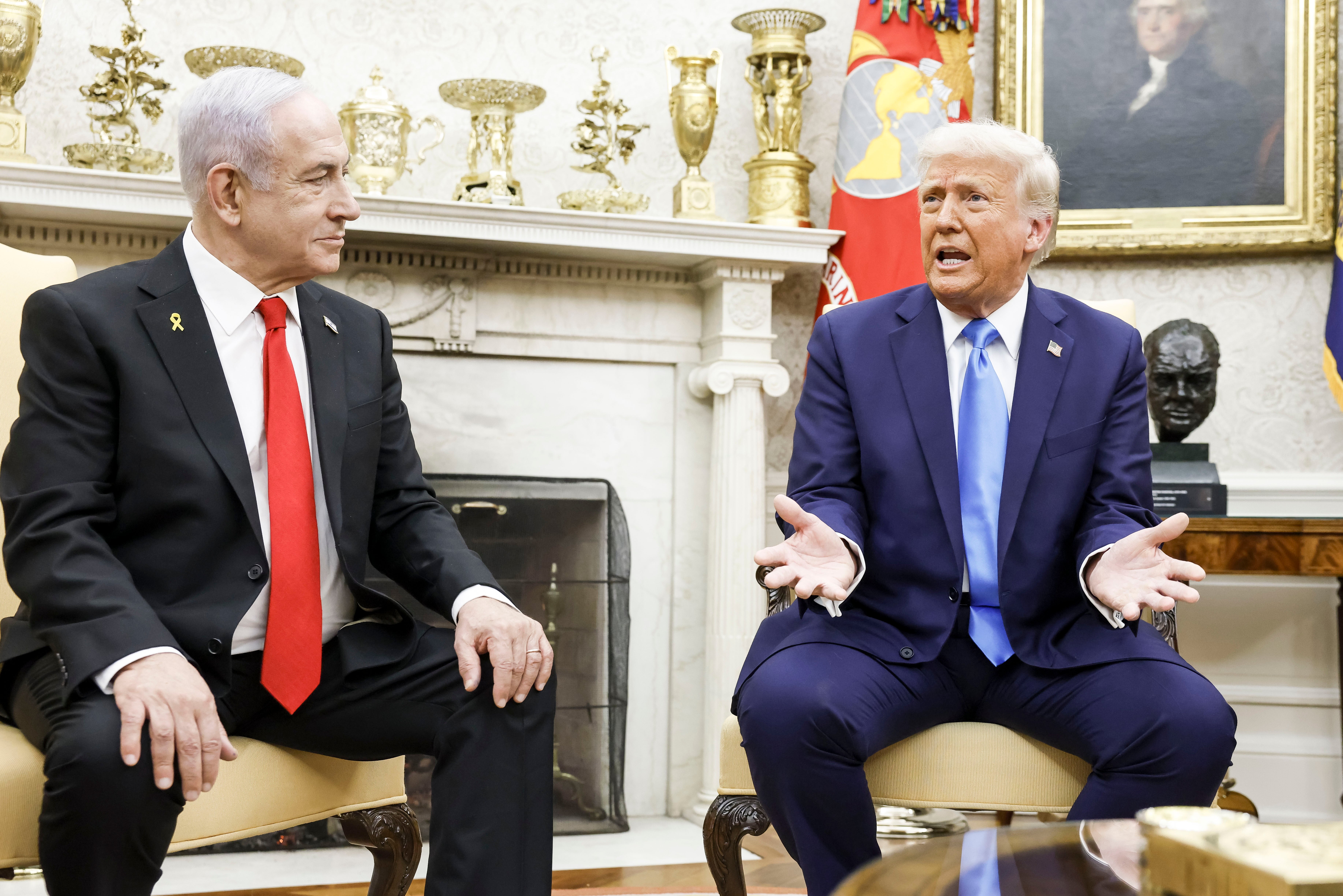 Benjamin Netanyahu and Trump in the Oval Office on Tuesday