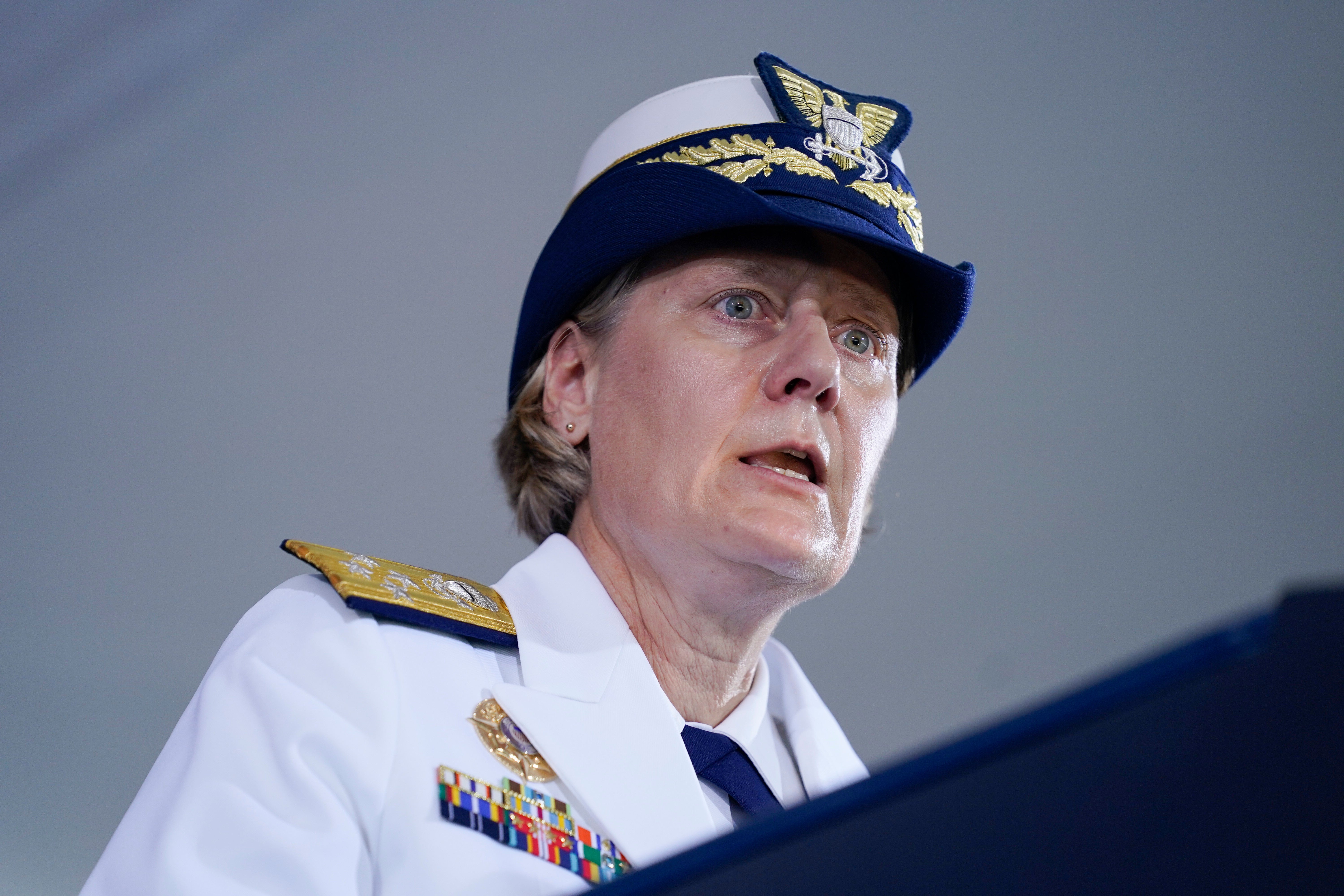 Linda Fagan, the now-sacked leader of the US Coast Guard, at an event in 2022