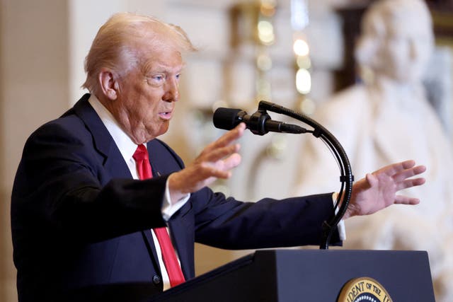 <p>US President Donald Trump speaks during the annual National Prayer Breakfast at the US Capitol </p>