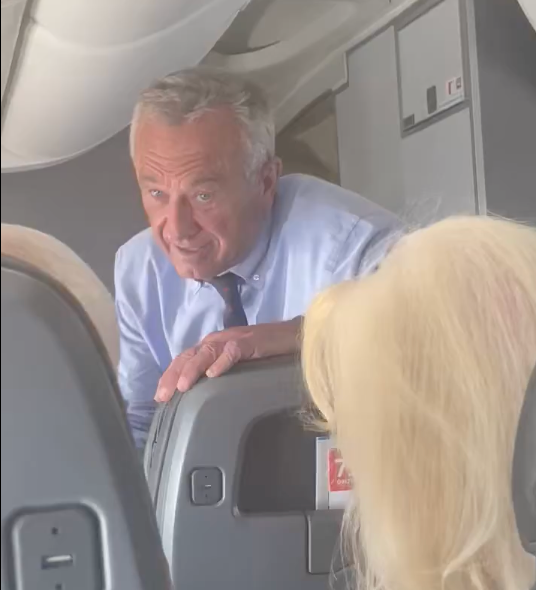 The undated video, which began circulating across the internet on Wednesday, shows RFK Jr on board a plane with a myserious bottle of blue liquid