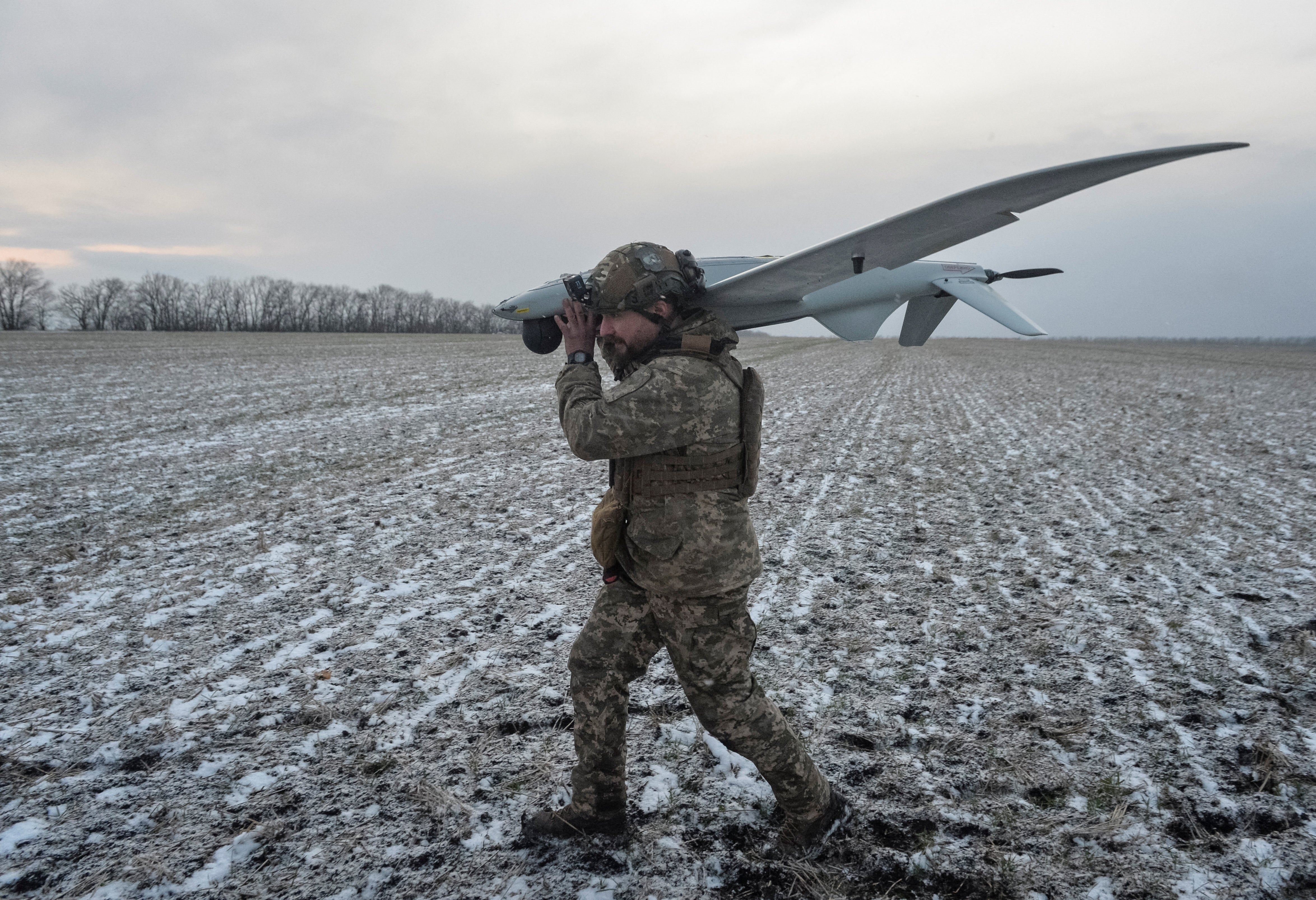 Ukraine now relies heavily on drones. A soldier with a Shark reconnaissance drone