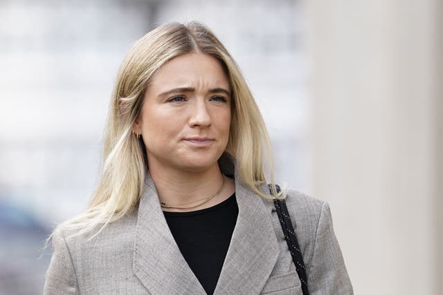 <p>Kristie Mewis appeared in court to give evidence in the trial of her partner, Chelsea and Australia striker Sam Kerr, who is accused of causing racially aggravated harassment (Andrew Matthews/PA)</p>