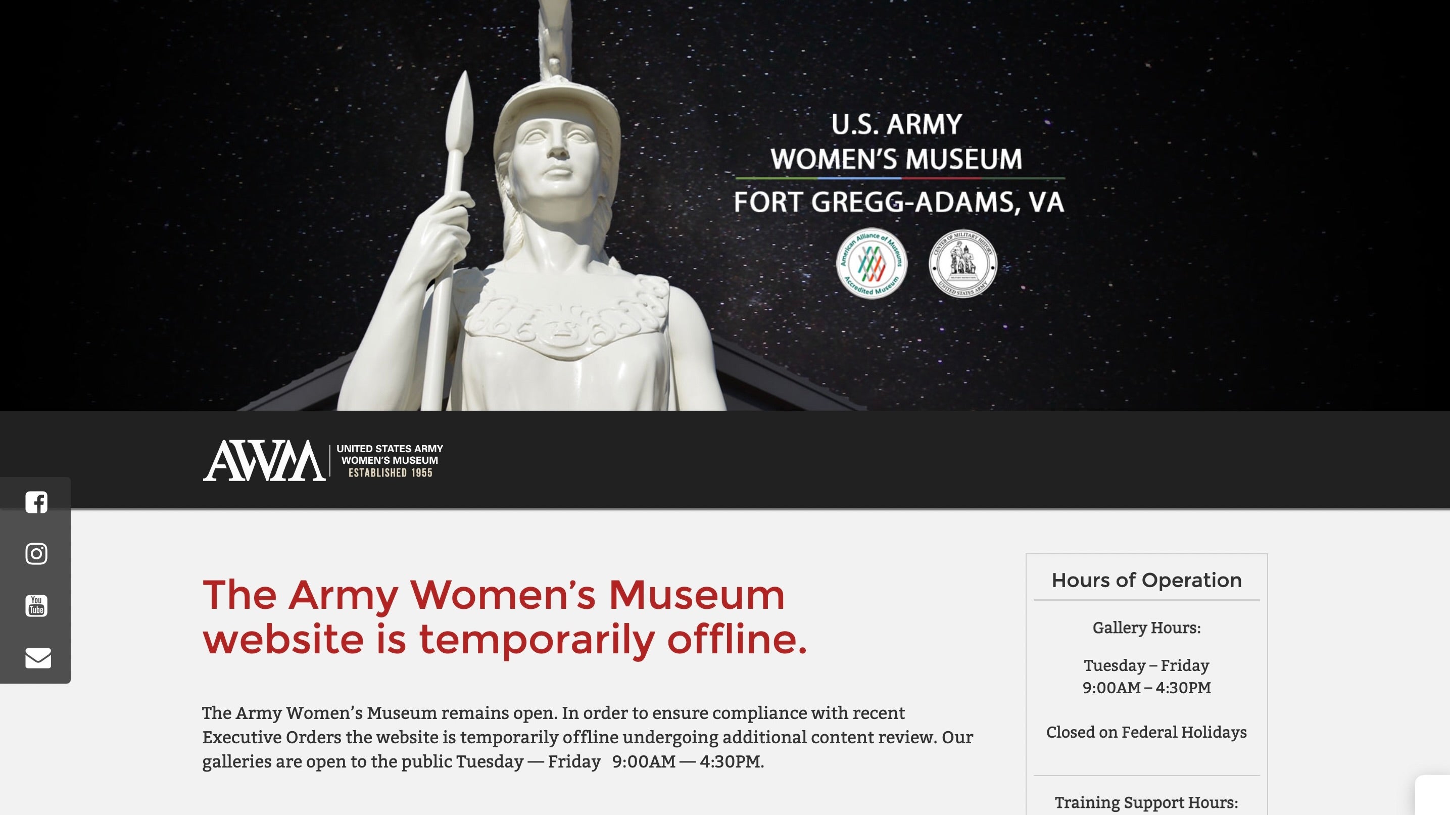 Army Women&rsquo;s Museum website &lsquo;temporarily offline&rsquo; over Trump&rsquo;s anti-DEI order