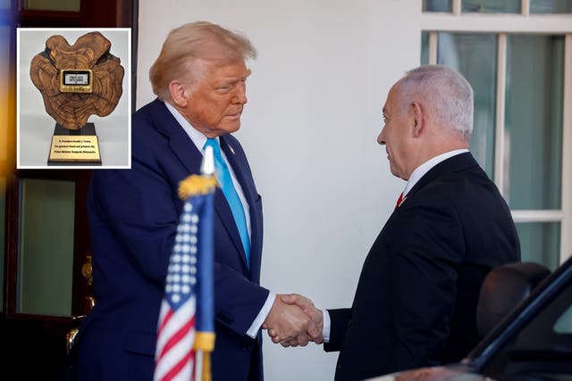 <p>Trump recibió el morboso regalo de Netanyahu durante su visita de Estado </p>