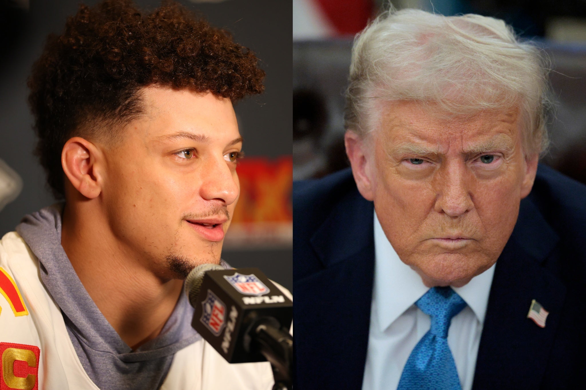 Trump (right) recently congratulated Mahomes (left) on the birth of his third child