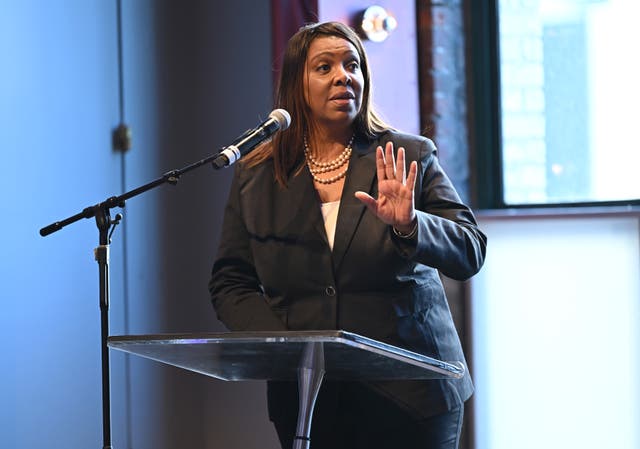 <p>Attorney General of New York Letitia James speaks onstage at a Brooklyn tribute to Dr. Martin Luther King, Jr. last month </p>