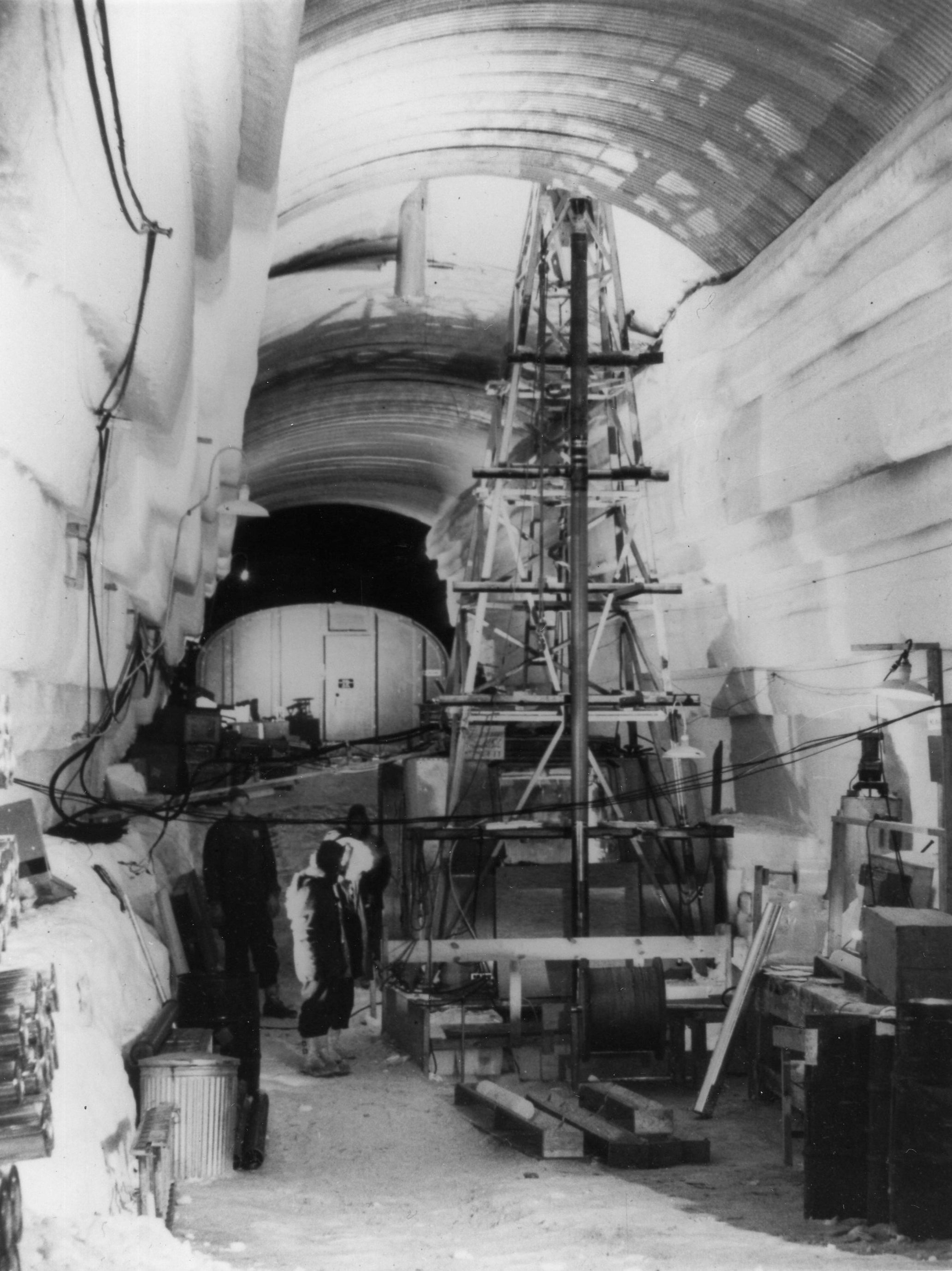 Crew members work inside Camp Century. The base, built in Greenland, was housing a secret nuclear project.