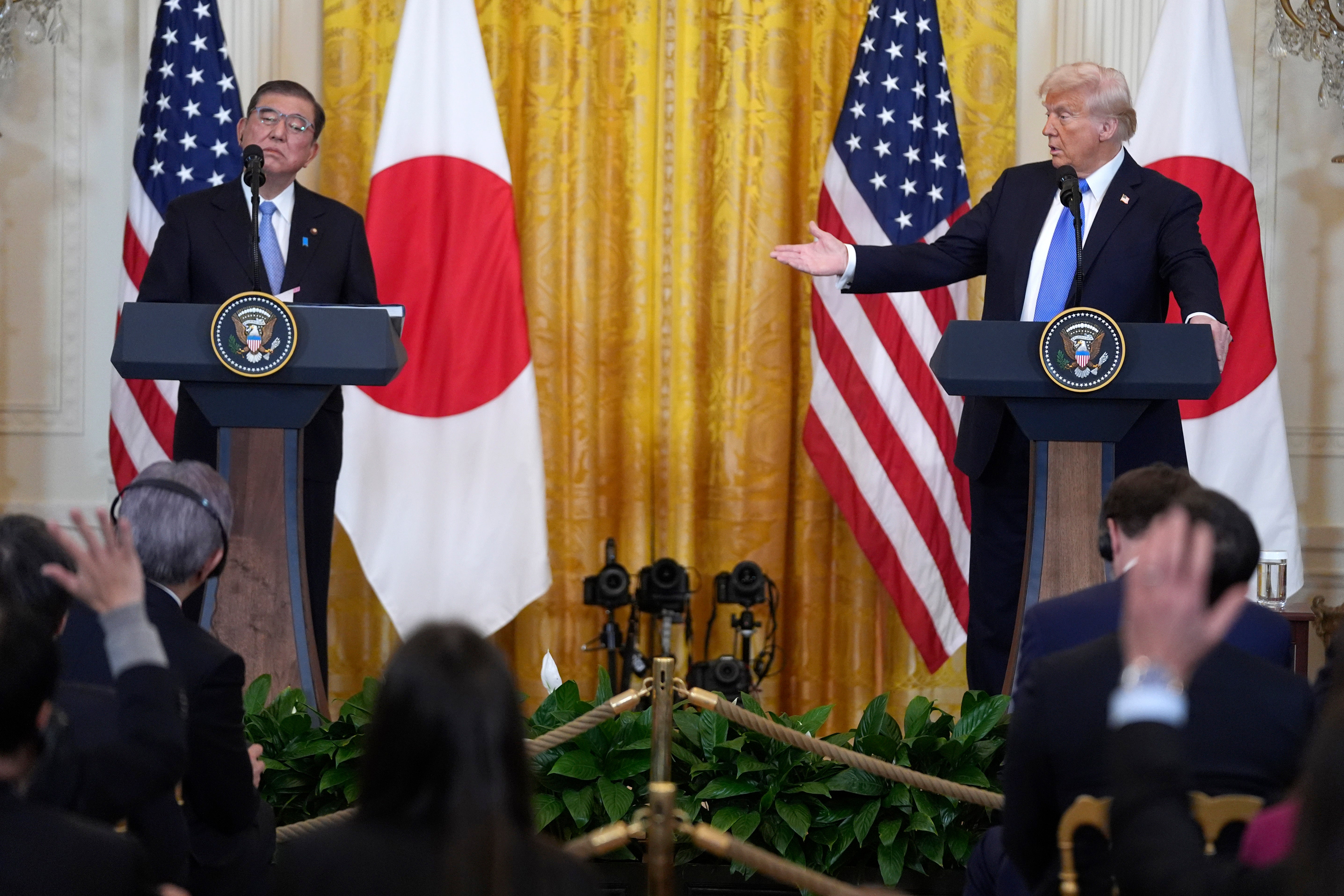 The two leaders celebrated the friendship between the U.S. and Japan and took questions from both American and Japanese media outlets