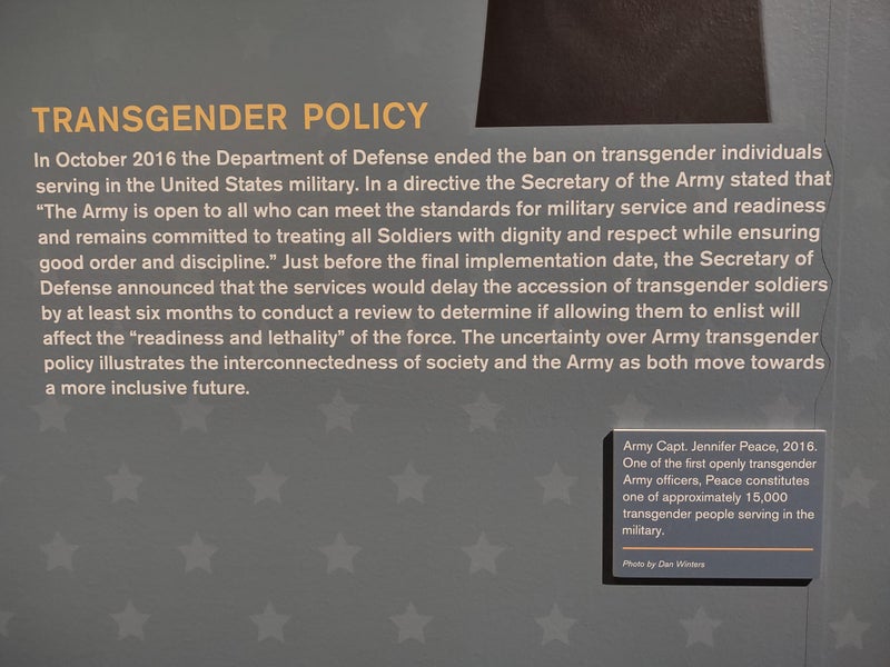 Army museum covers display honoring transgender soldiers