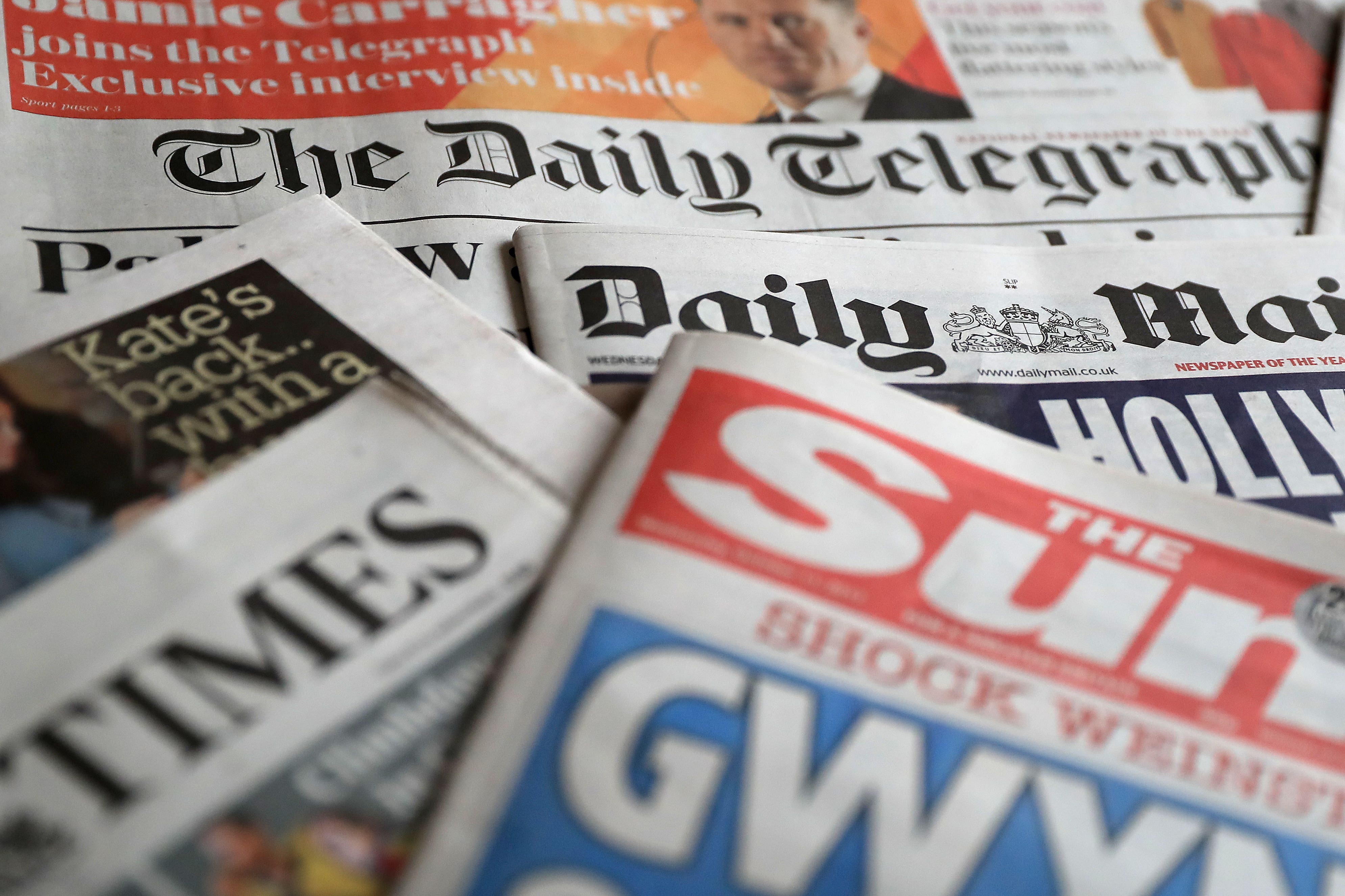 A collection of British newspapers (PA)