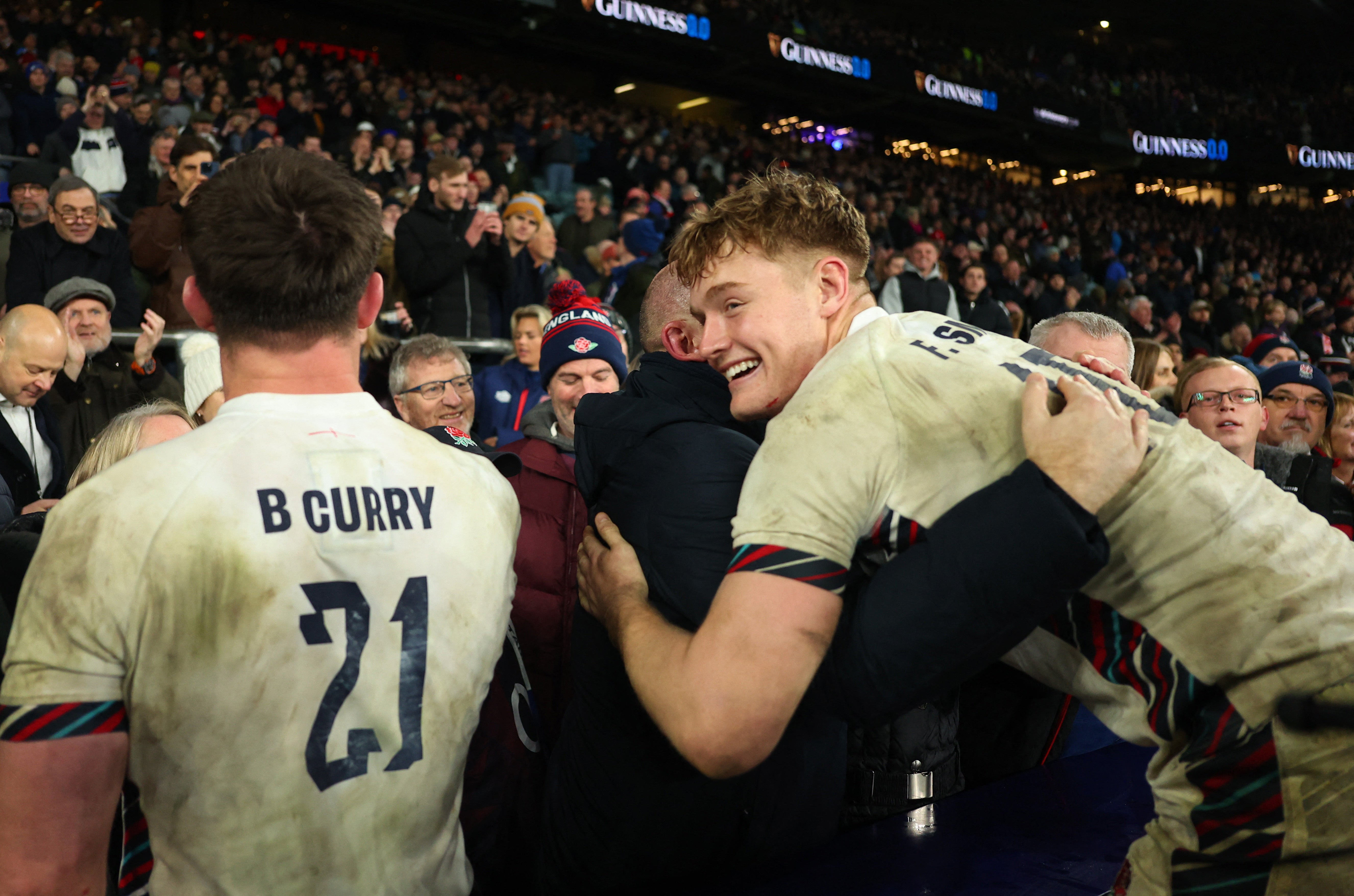 Fin was able to celebrate with his family and friends after the victory