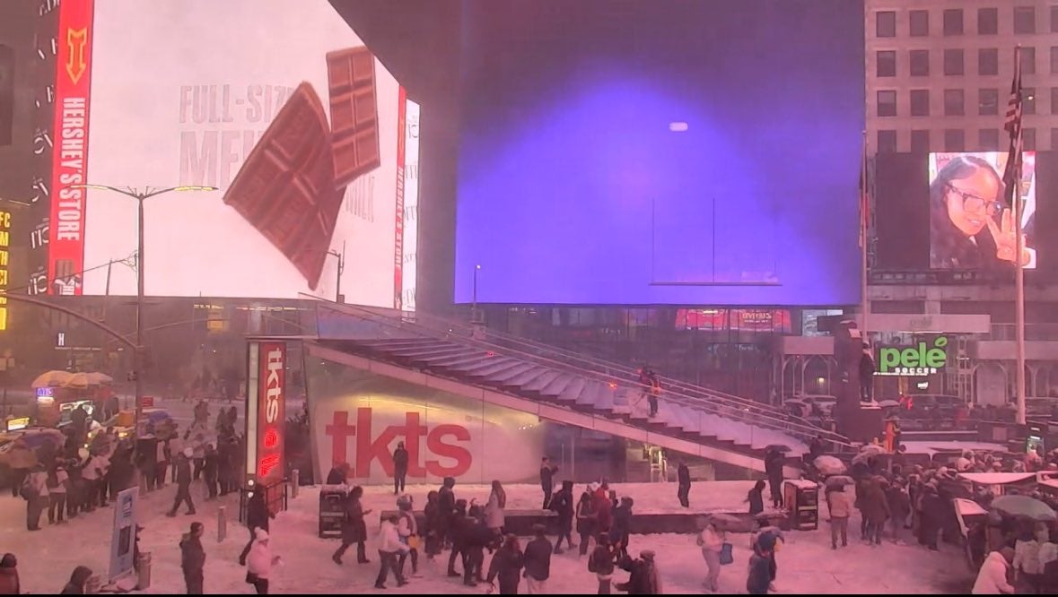 New York City was one of the areas hit by a weekend storm. Roughly three inches fell in the city, including Times Square