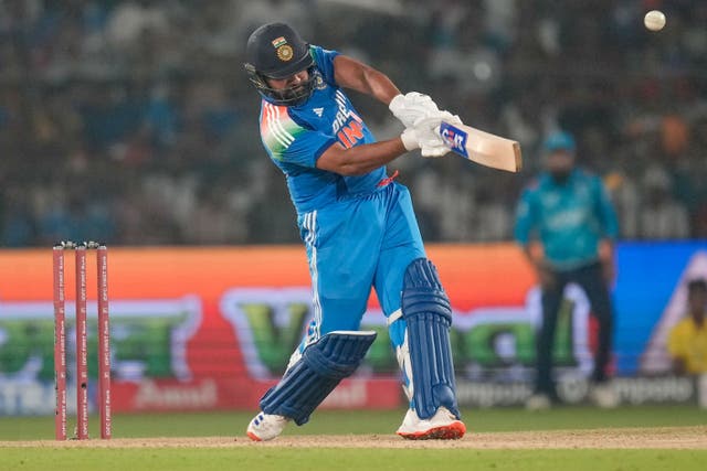 Rohit Sharma’s century downed England in Cuttack (Rafiq Maqbool/AP)