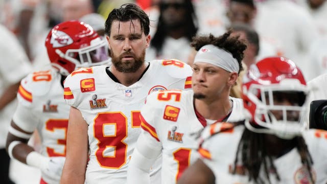 <p>Travis Kelce’s dreams of the Super Bowl three-peat came crashing down after the Chiefs’ loss to the Philadelphia Eagles on Sunday </p>